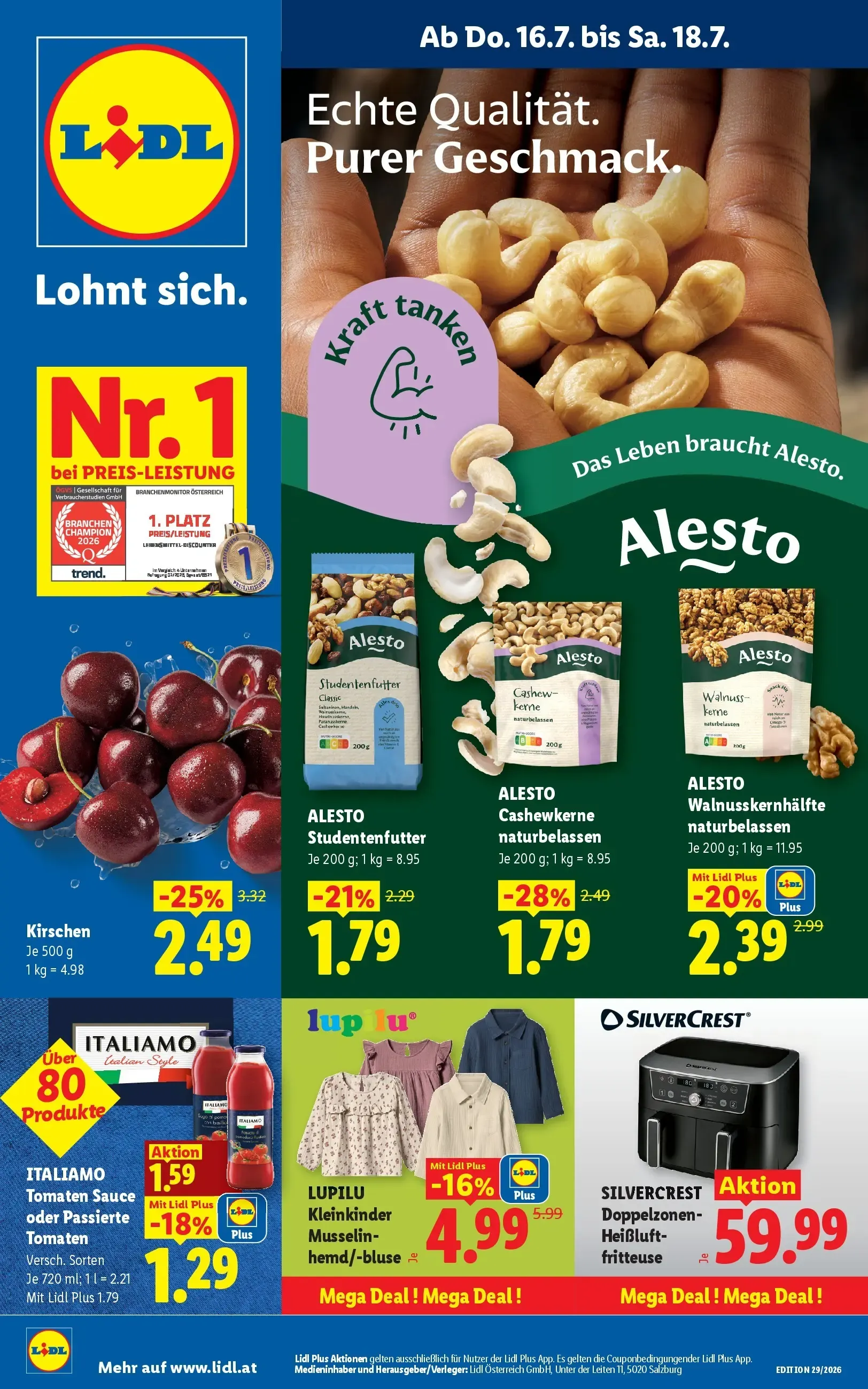 Lidl - Lidl ab 15.07.2026 - Angebote ab donnerstag von 16. Juli bis 18. Juli 2026 - Flugblätt seite 1