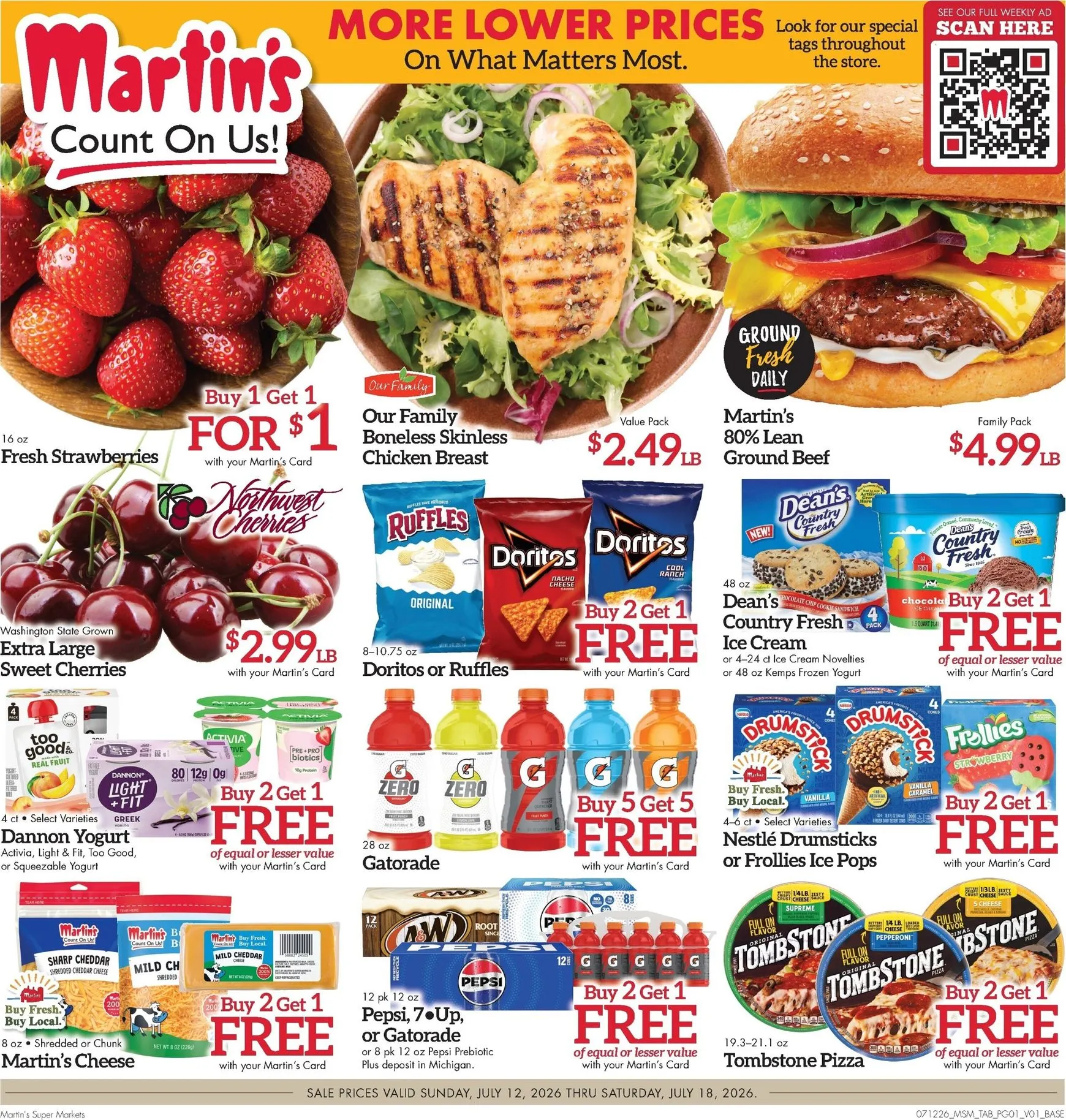 Weekly promotion Current Martin's Super Markets leaflet valid from Sunday 07/12/2026 to Saturday 07/18/2026 spanning from July 12 to July 18 2026 - Page 1 for Catalogue 365