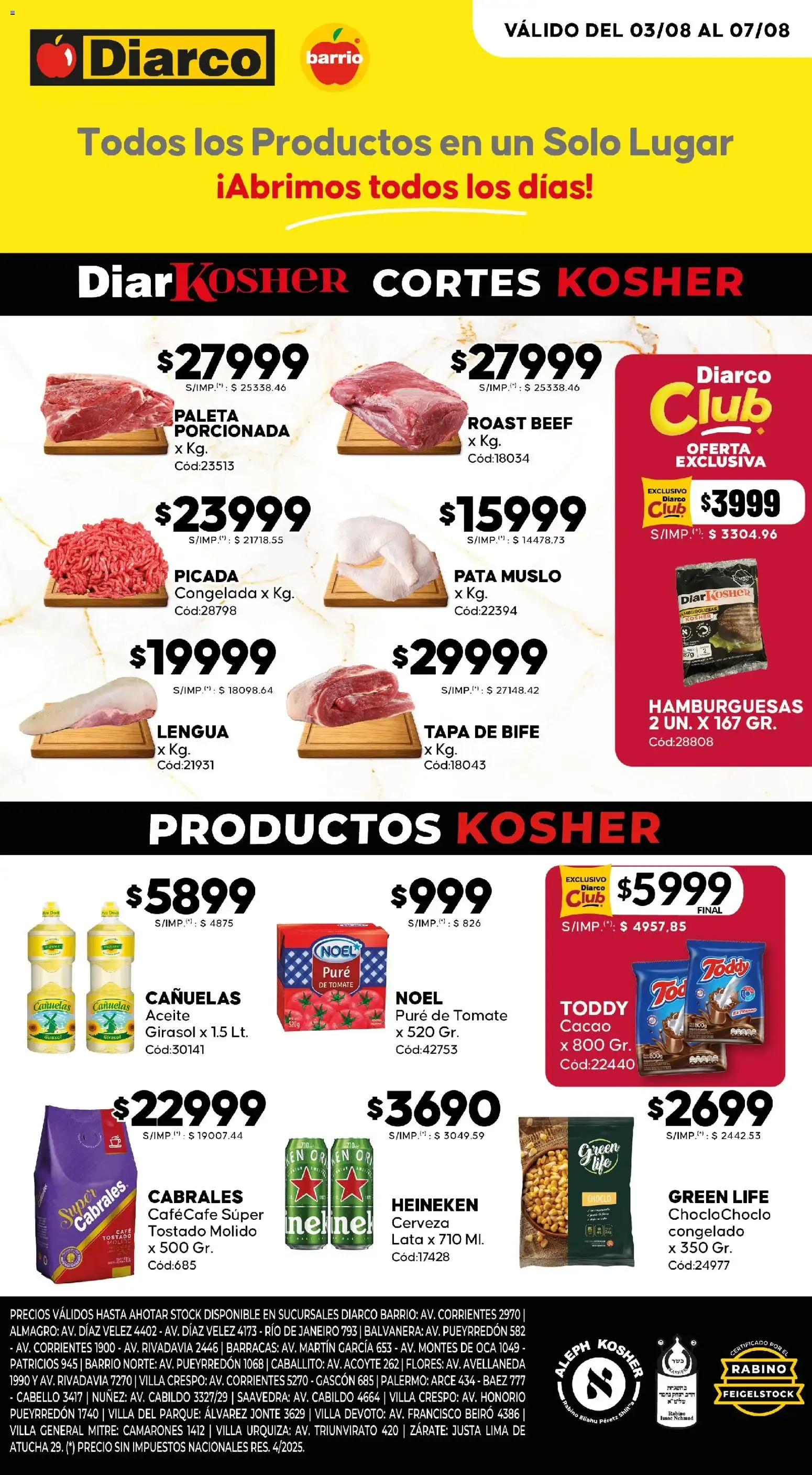 Ofertas de Diarco - Cortes y Productos Kosher 3 de agosto al 7 de agosto 2026 - Página 1 del catálogo