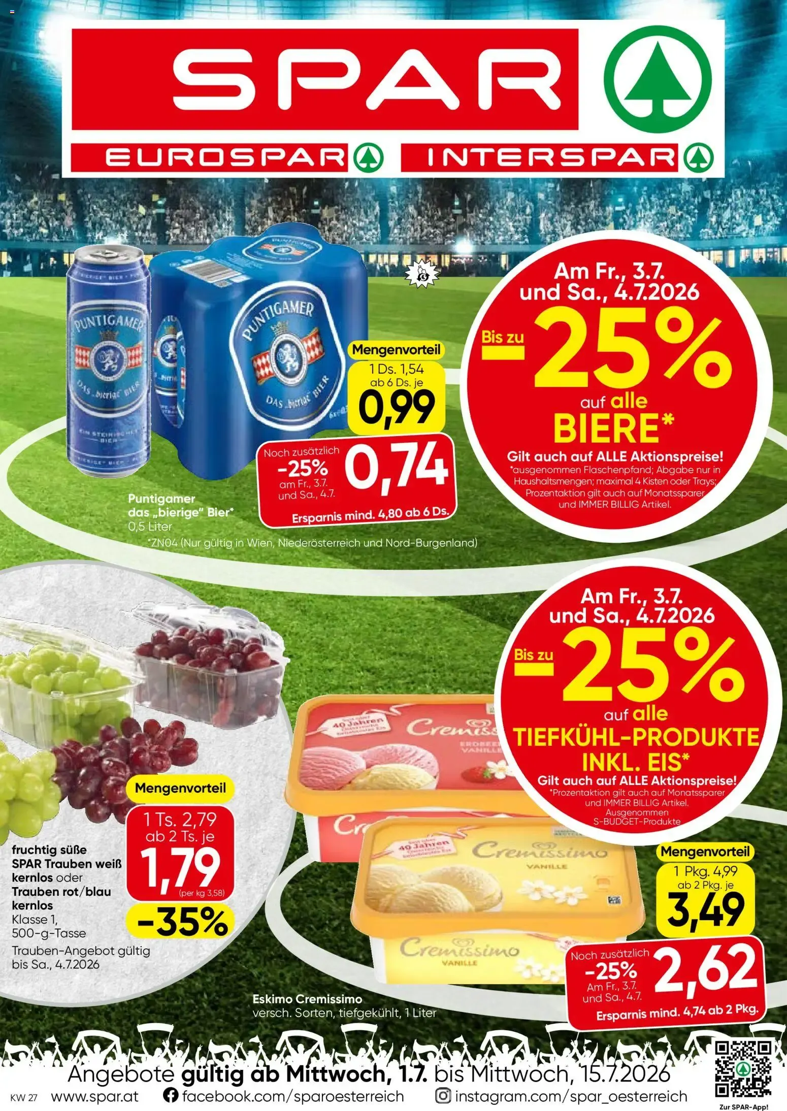 Spar Flugblatt - Wien (01.07.2026) - Angebote und Prospekt von 1. Juli bis 15. Juli 2026 - Flugblätt seite 1