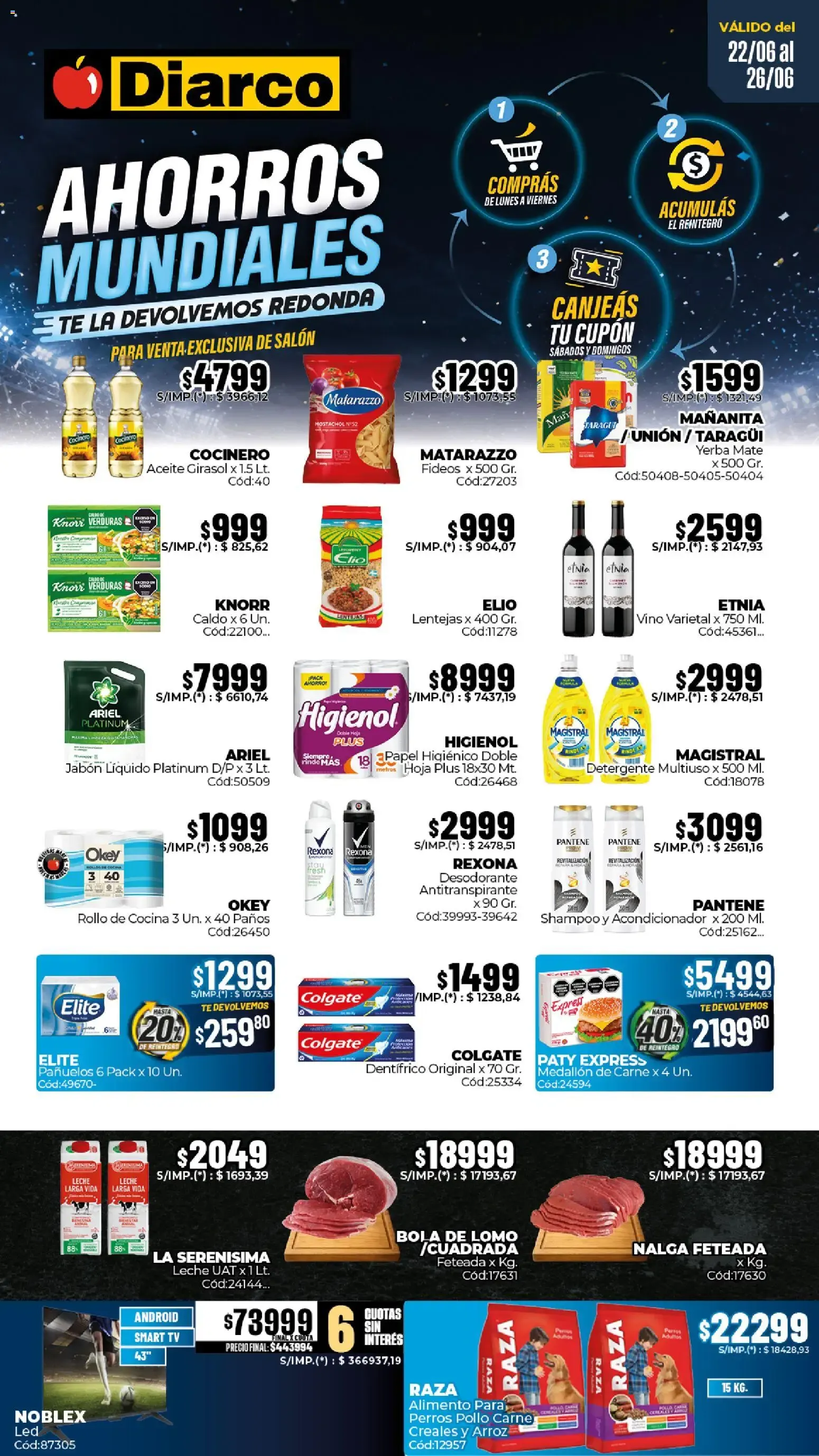Ofertas de Diarco - Ahorros Mundiales 22 de junio al 26 de junio 2026 - Página 1 del catálogo