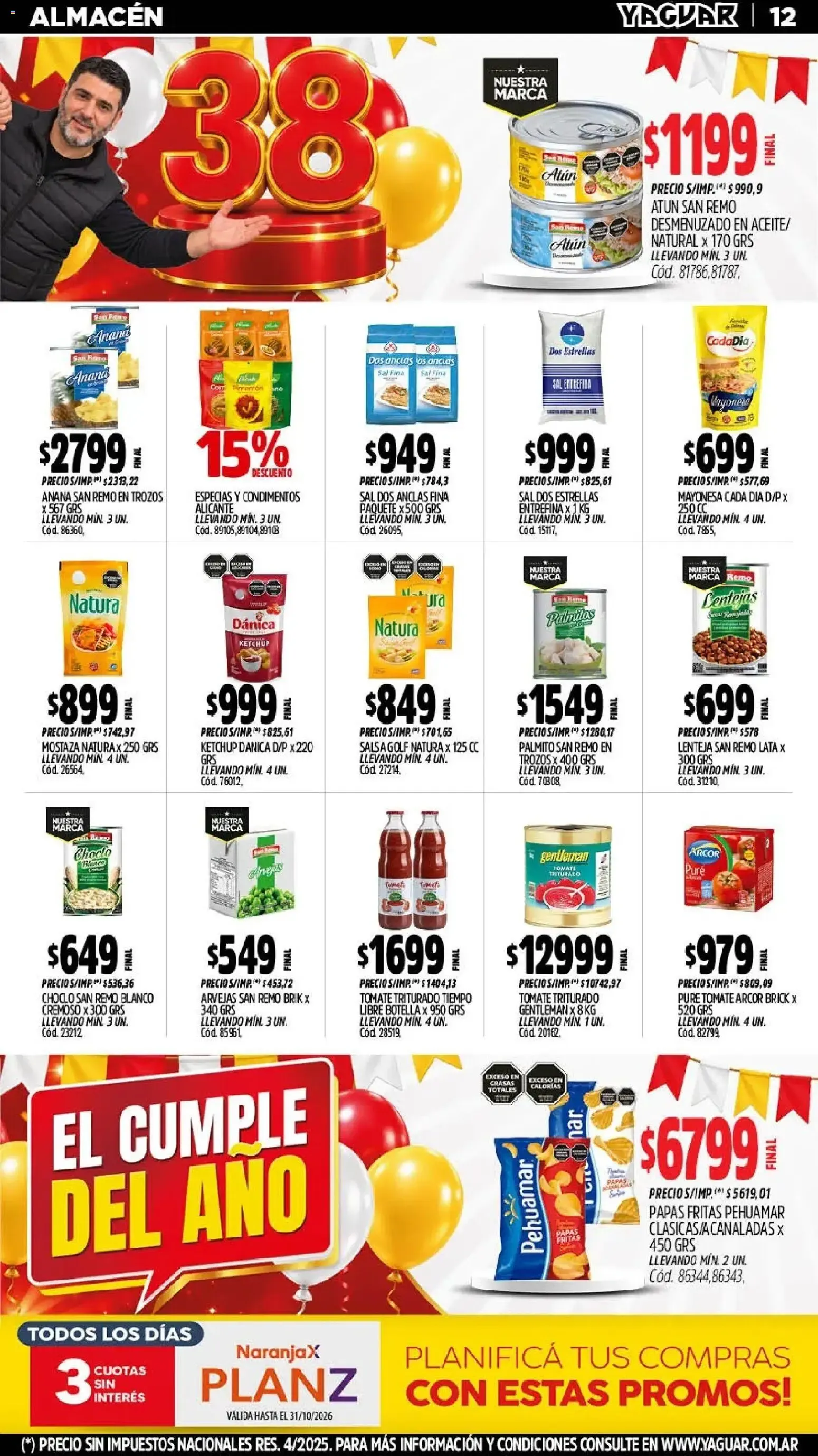 Ofertas de Mayorista Yaguar - El Cumple del Año 38 19 de octubre al 24 de octubre 2026 - Página 13 del catálogo
