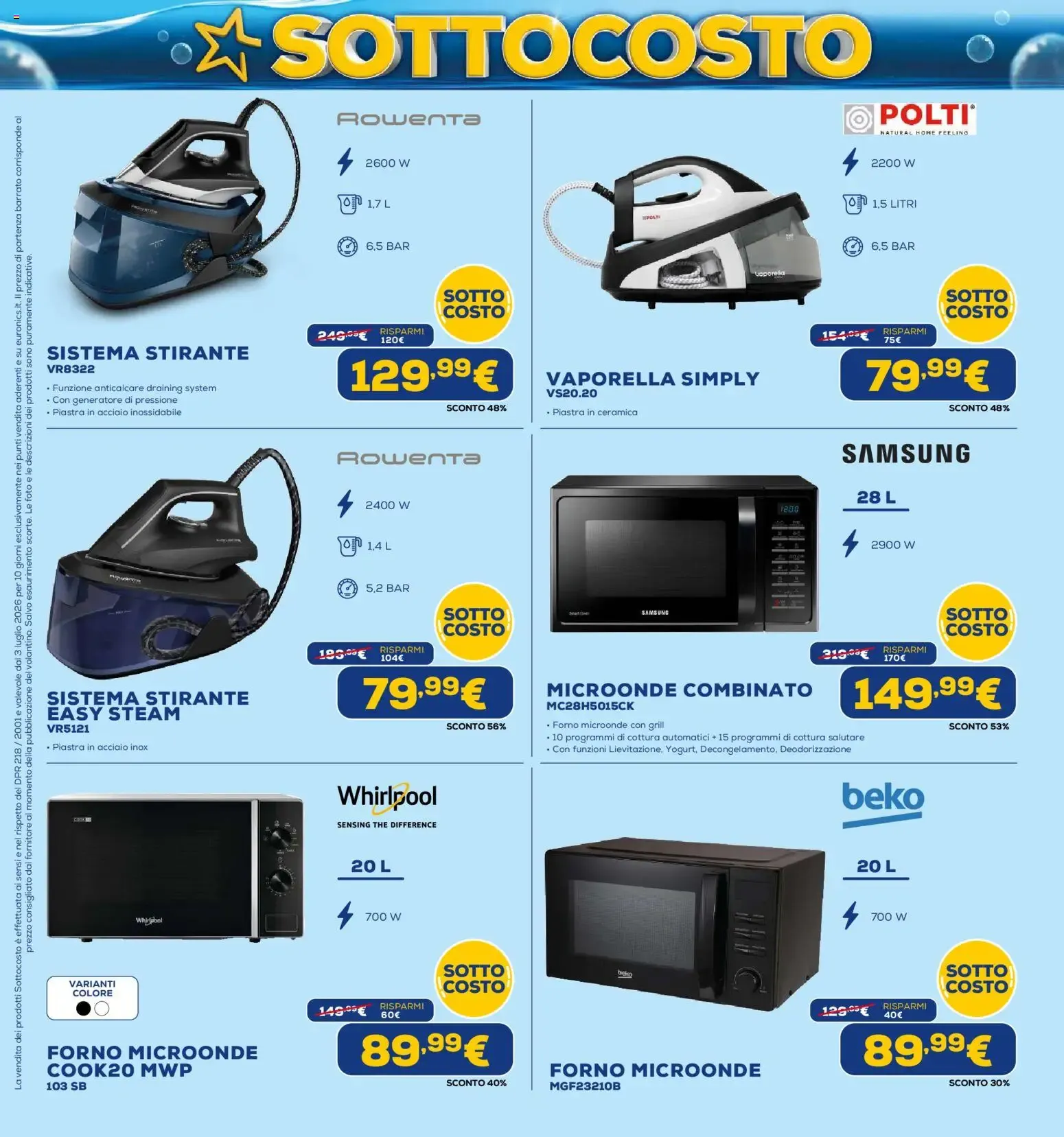 Euronics SOTTO COSTO - Dal 3 al 12 Luglio da 3 luglio a 12 luglio di 2026 - Pagina del volantino 33