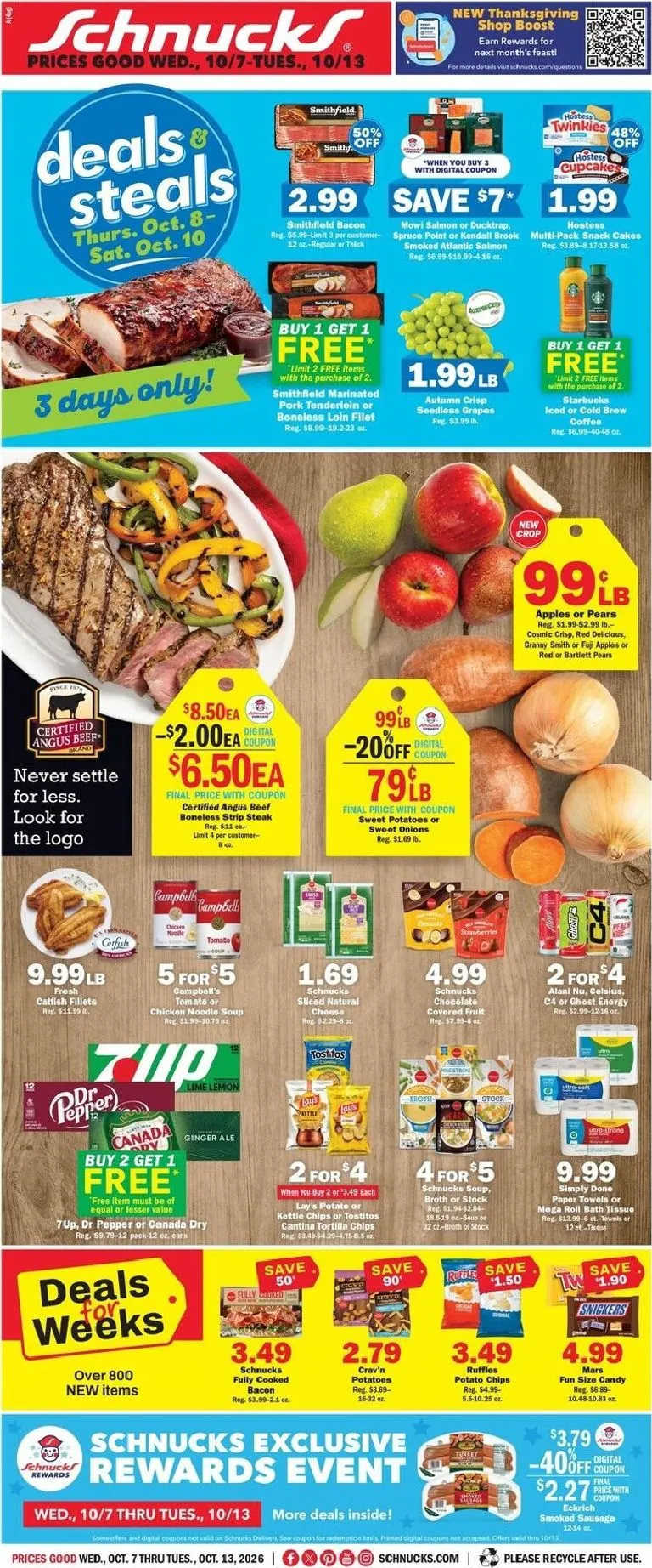 Current Schnucks leaflet valid from Wednesday 10/07/2026 to Tuesday 10/13/2026