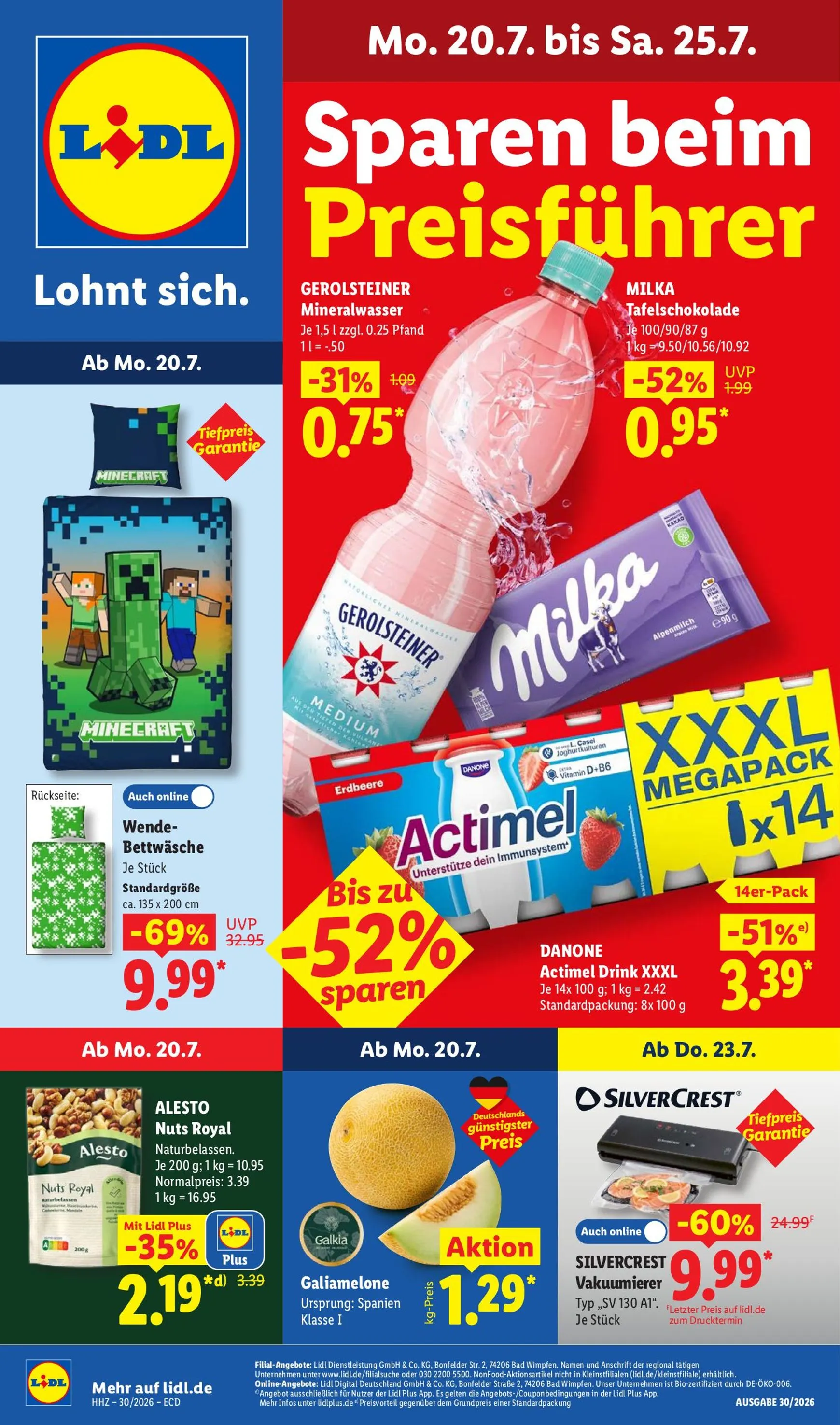 Lidl - Angebote der Woche Prospekt nächste Woche – von Montag 20.07.2026 bis Samstag 25.07.2026 von 20. Juli bis 25. Juli 2026 - Prospekt seite 1