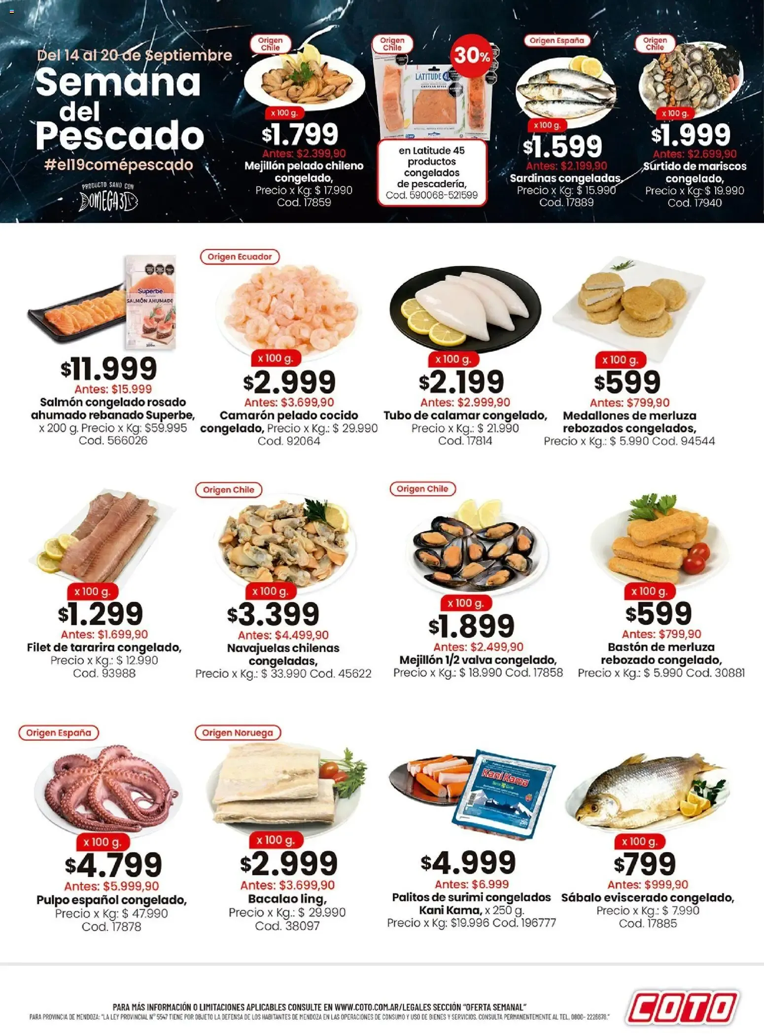Ofertas de Coto - Semanadel Pescado || del 14/09/2026 - 20/09/2026 || Descuentos 14 de septiembre al 20 de septiembre 2026 - Página 1 del catálogo