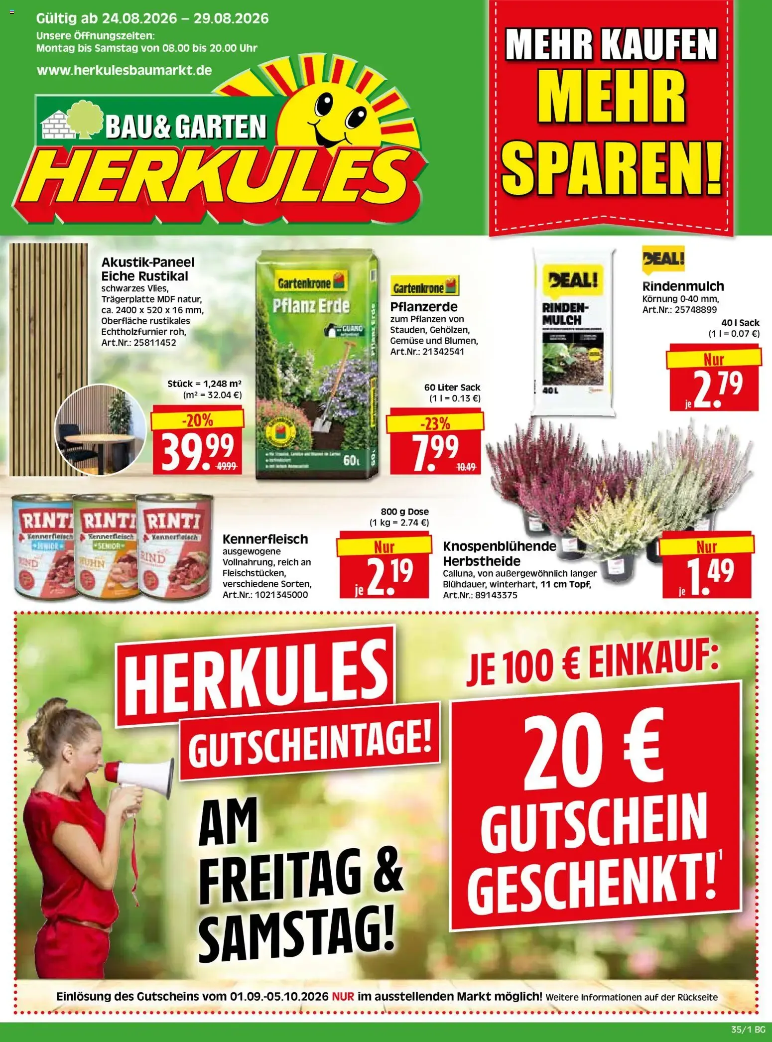HERKULES Bau & Garten (ab 24.08.2026) zum Blättern von 24. August bis 29. August 2026 - Prospekt seite 1