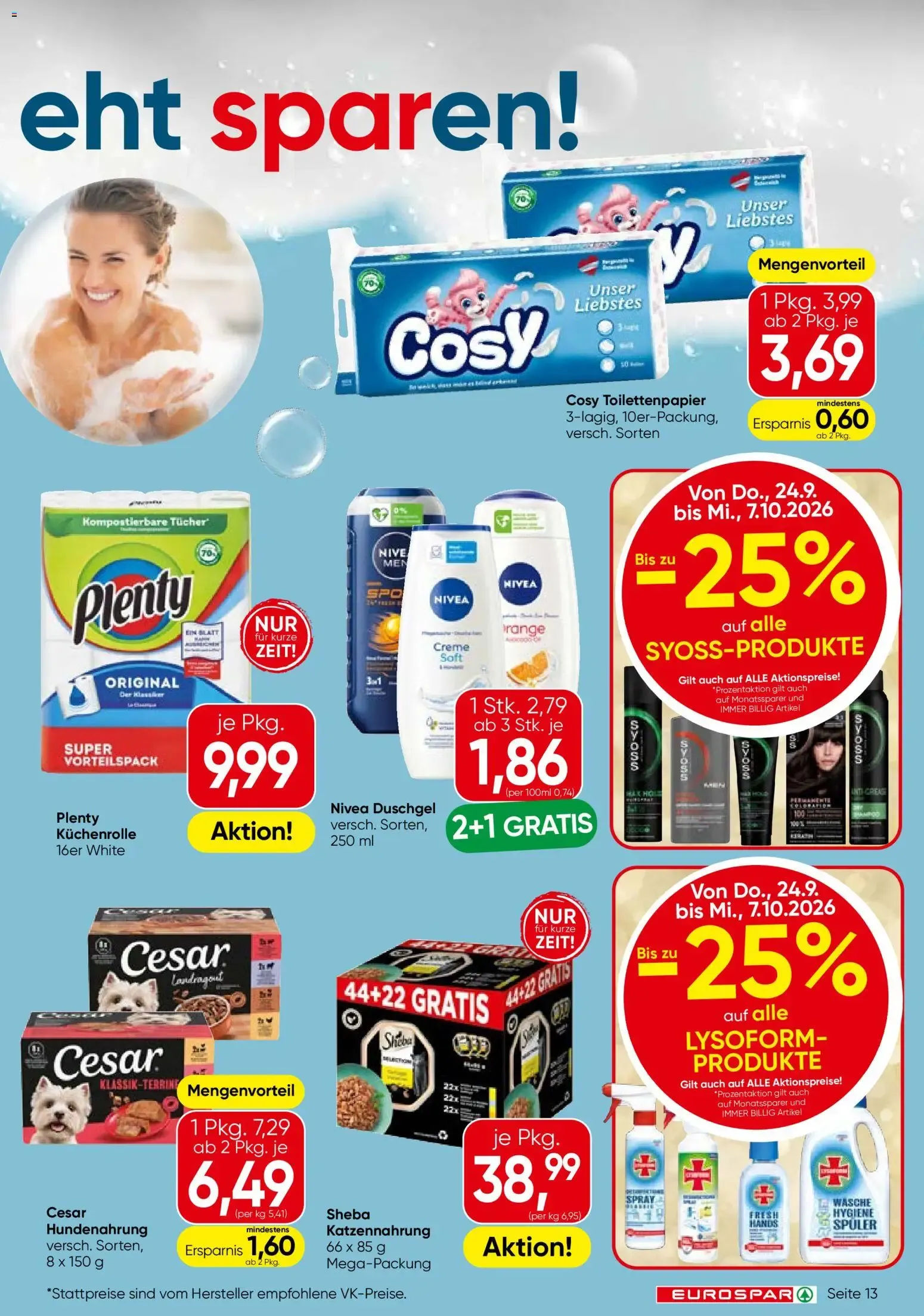 Eurospar Flugblatt von 24.09.2026 - Aktuelle Angebote von 24. September bis 7. Oktober 2026 - Flugblätt seite  13