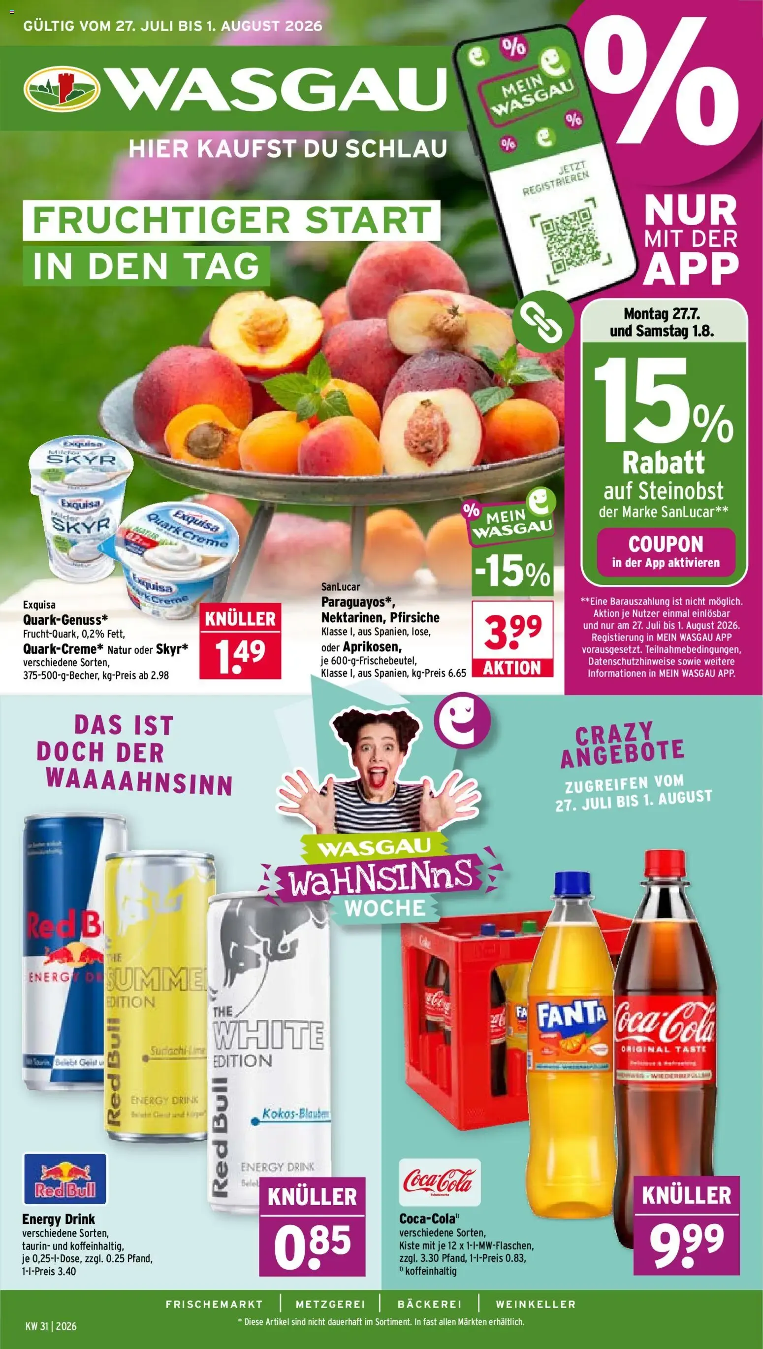 Wasgau Prospekt (ab 27.07.2026) zum Blättern von 27. Juli bis 1. August 2026 - Prospekt seite 1