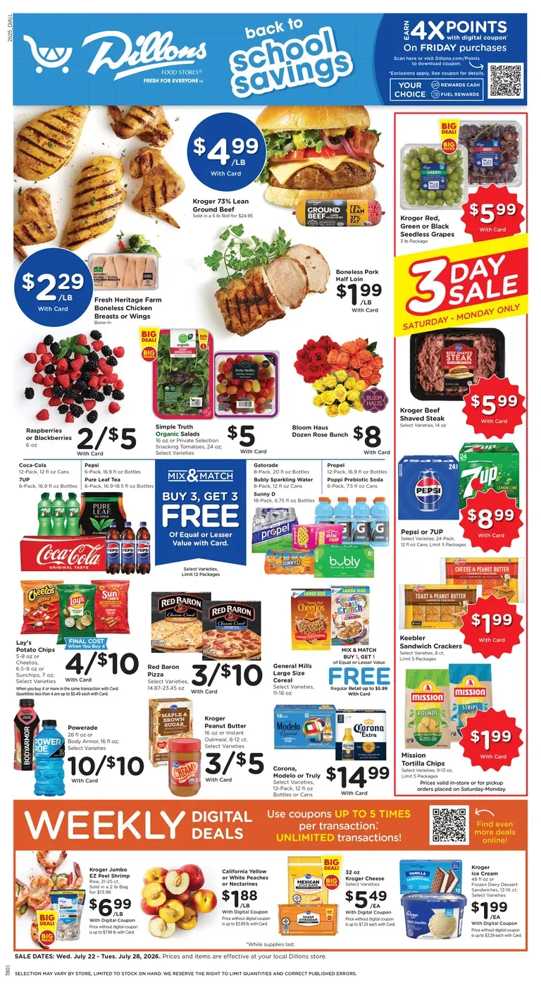 Weekly ad Dillons Weekly Ad: Back to School Savings & Digital Deals from July 22 to July 28 2026 - Page 1