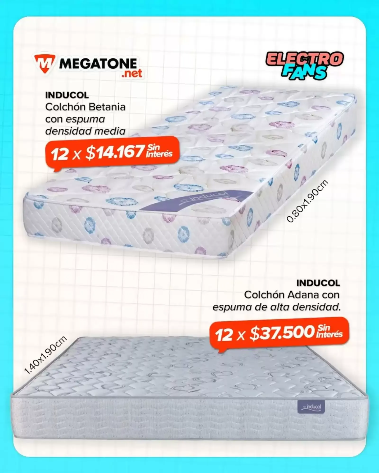 Ofertas de Colchones Inducol de Megatone y Electro Fans