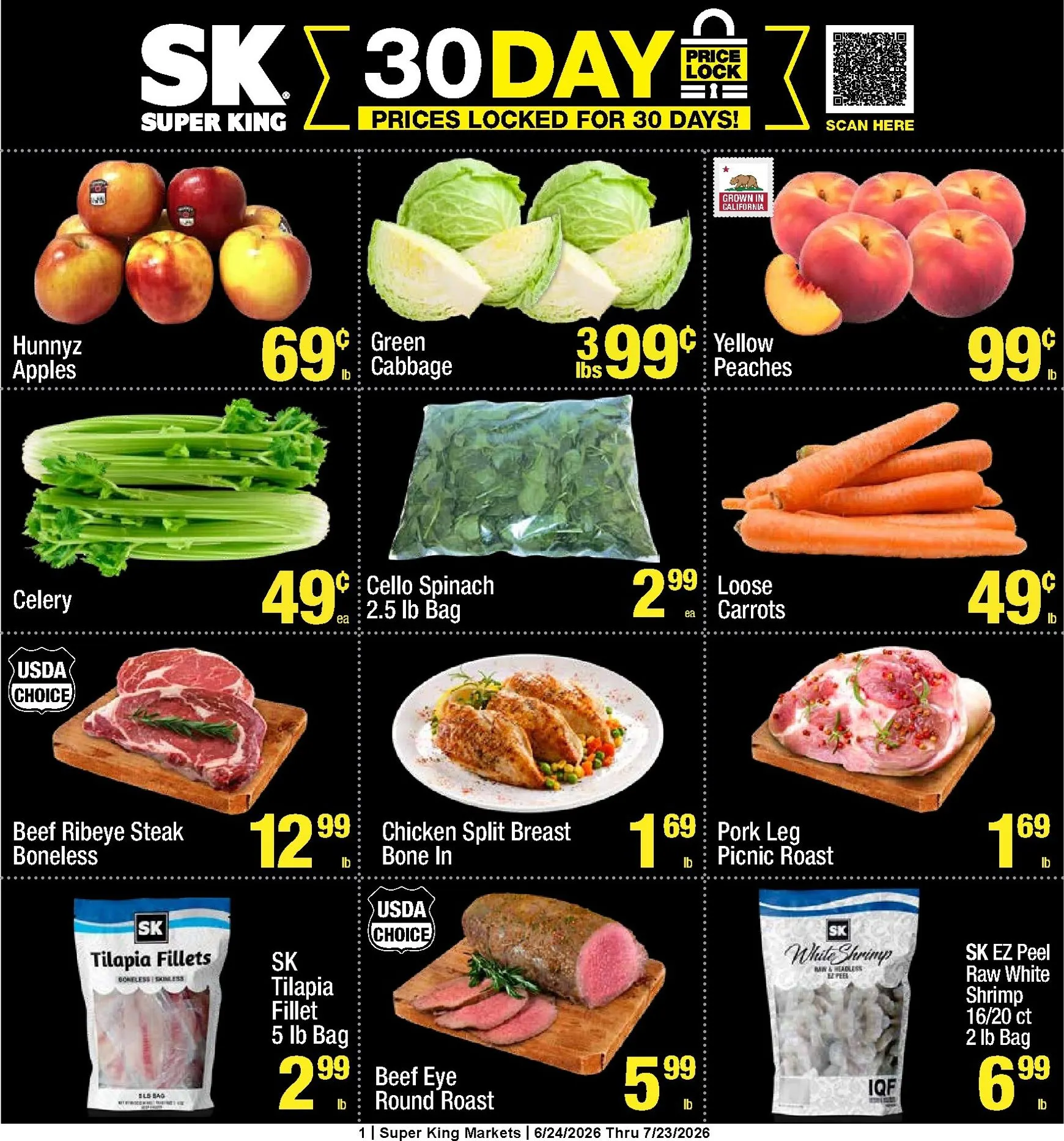 Current Super King - 30-Day Prices leaflet valid from Wednesday 06/24/2026 to Thursday 07/23/2026