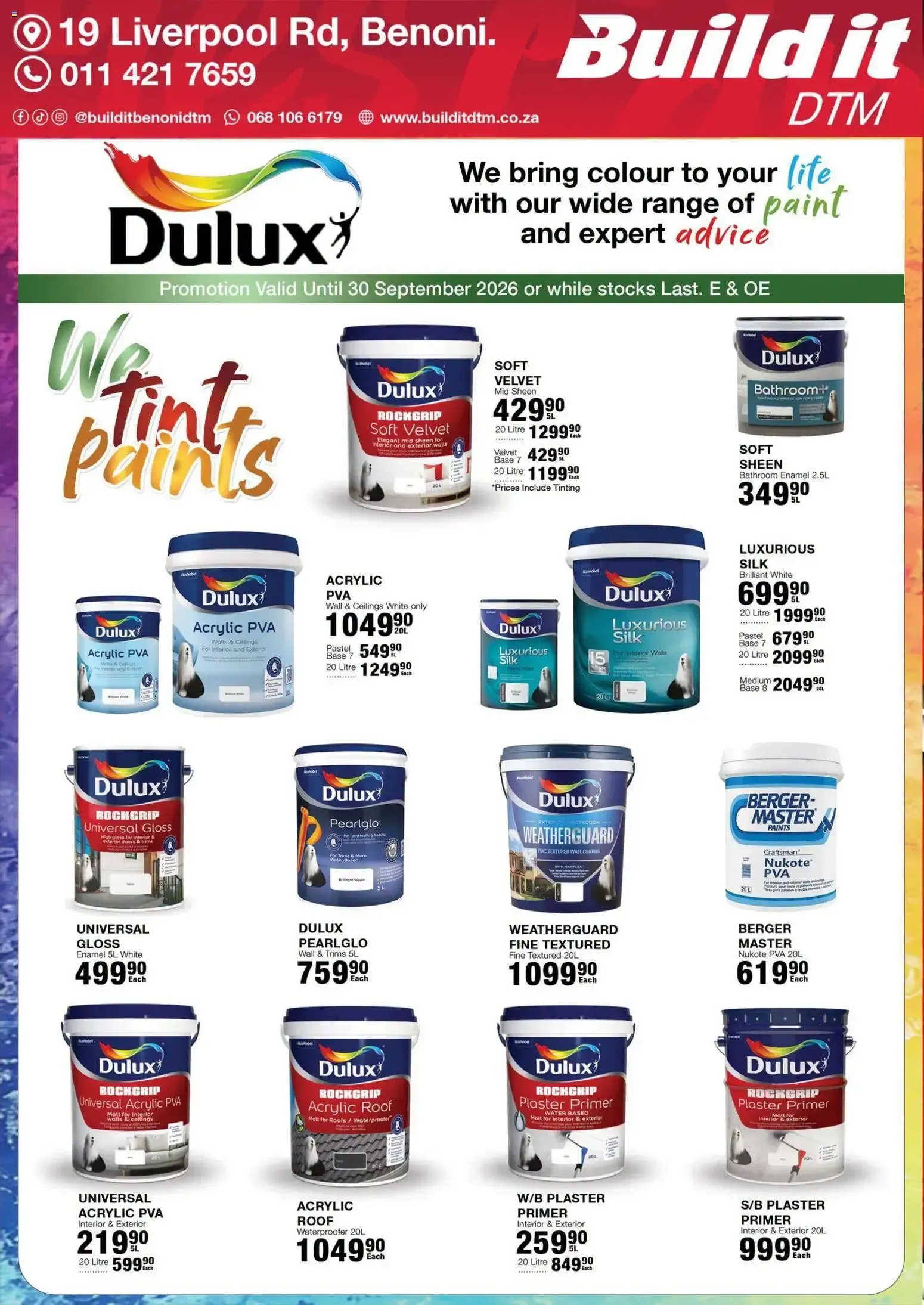 Build It DTM - Ofertas en pinturas Dulux from 19 August to 30 September 2026 - Catalogue Page 1