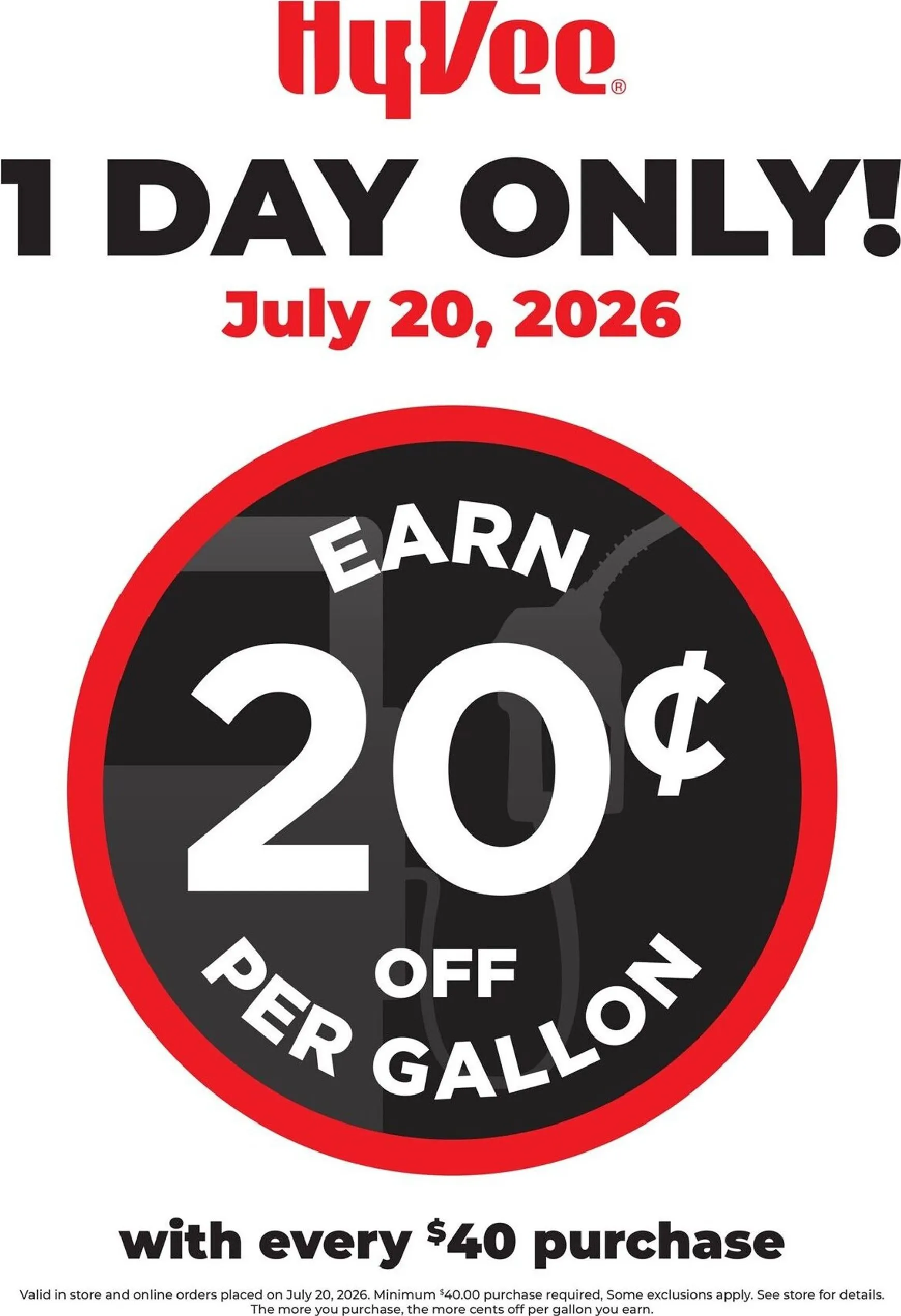 Current Hy Vee - 1 Day Only! leaflet valid from Monday 07/20/2026 to Monday 07/20/2026