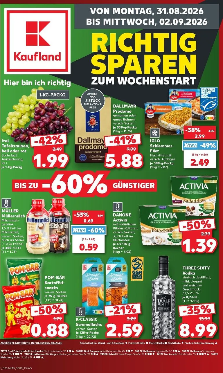 Kaufland - Richtig Sparen Prospekt – von Montag 31.08.2026 bis Mittwoch 02.09.2026