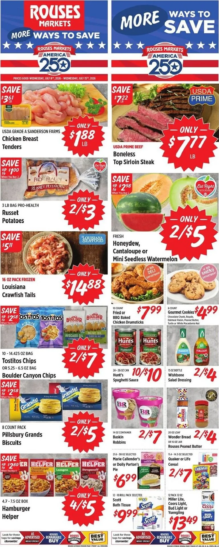Current Rouses Markets leaflet valid from Wednesday 07/08/2026 to Wednesday 07/15/2026