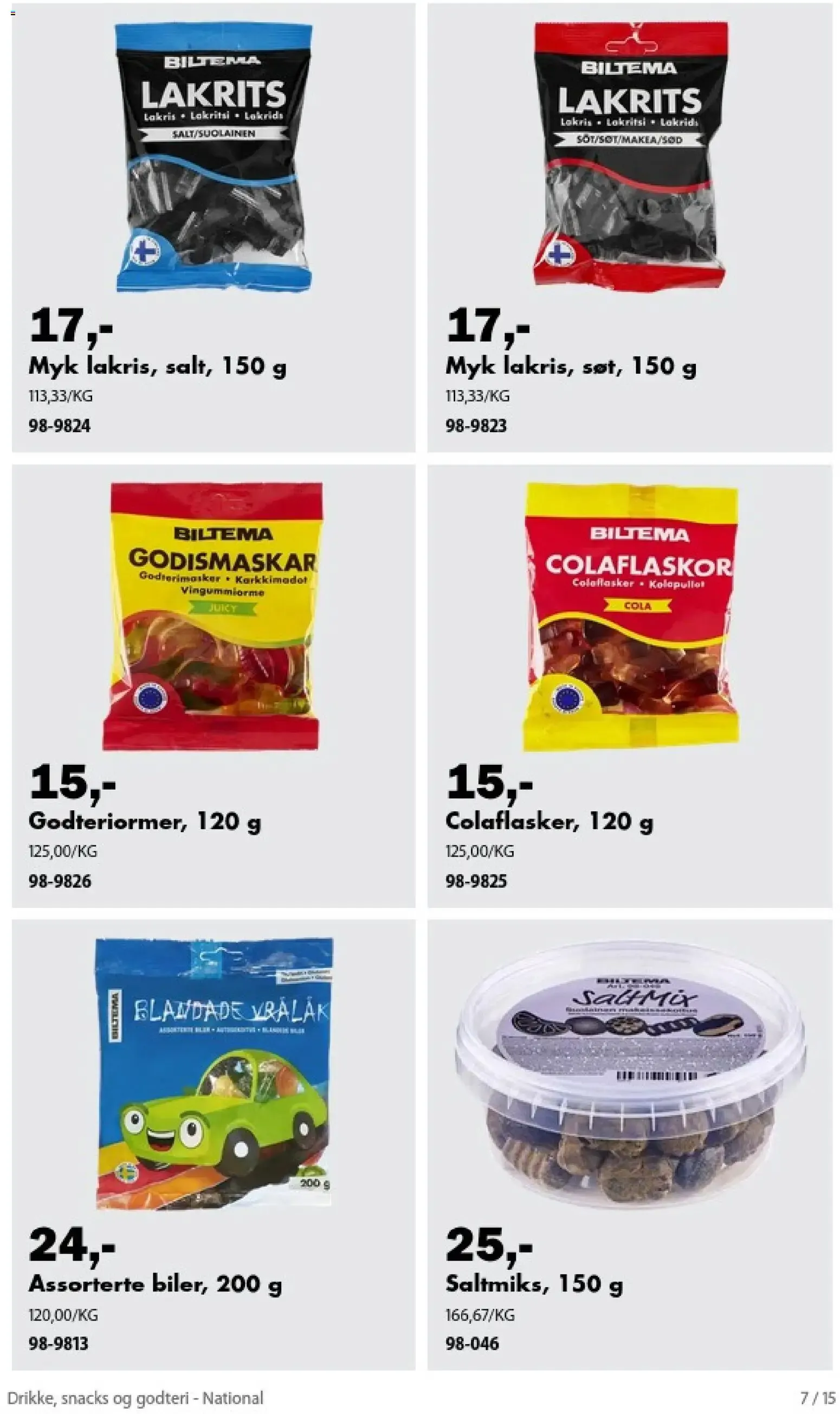 Biltema kundeavis Drikke, snacks og godteri - National (04/09/2026 - 31/12/2026) - Kundeavis og tilbud fra 4. september til 31. desember 2026 - kundeavisside 7