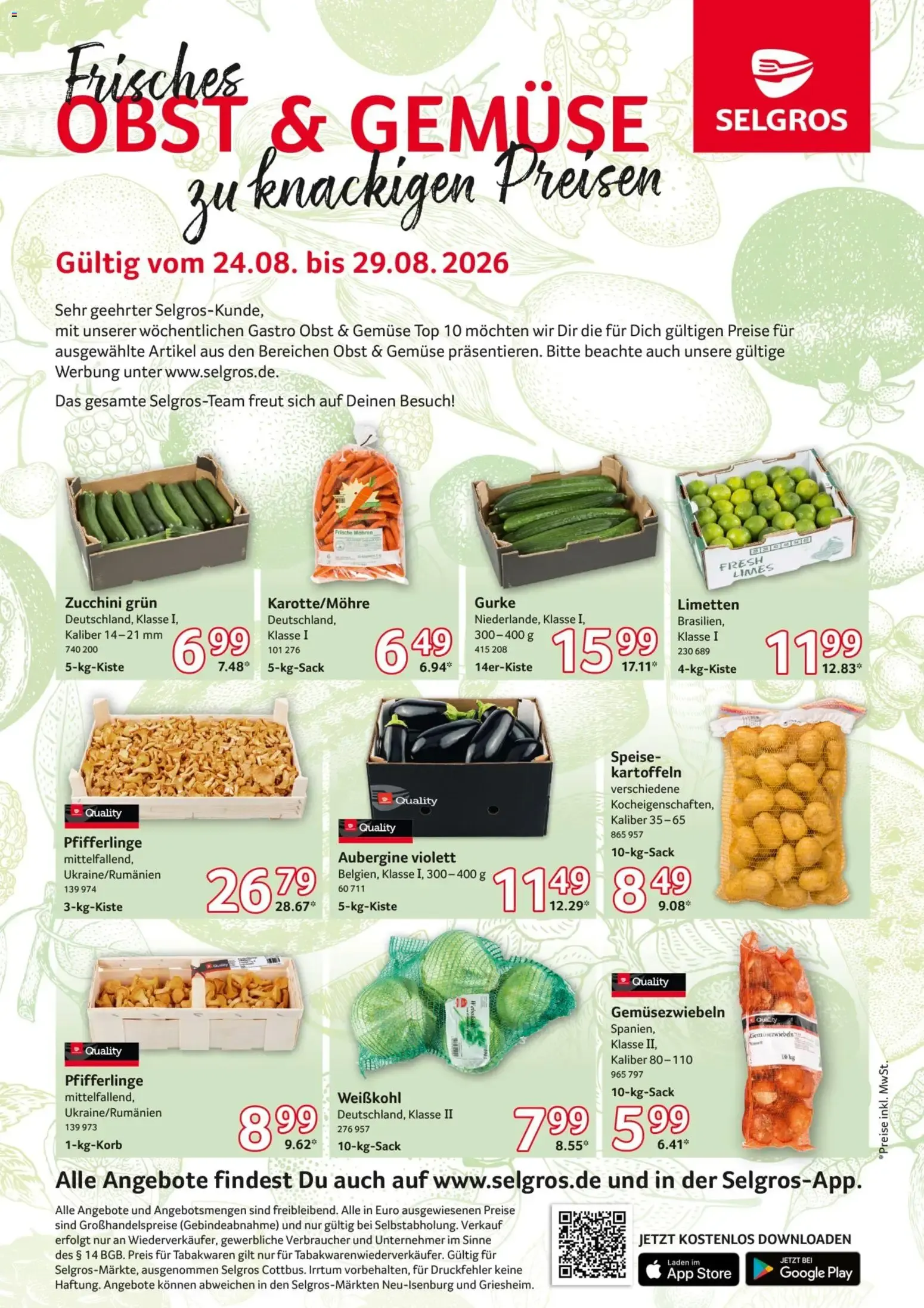 Frisches Obst & Gemüse zu knackigen Preisen von 24. August bis 29. August 2026 - Prospekt seite 1