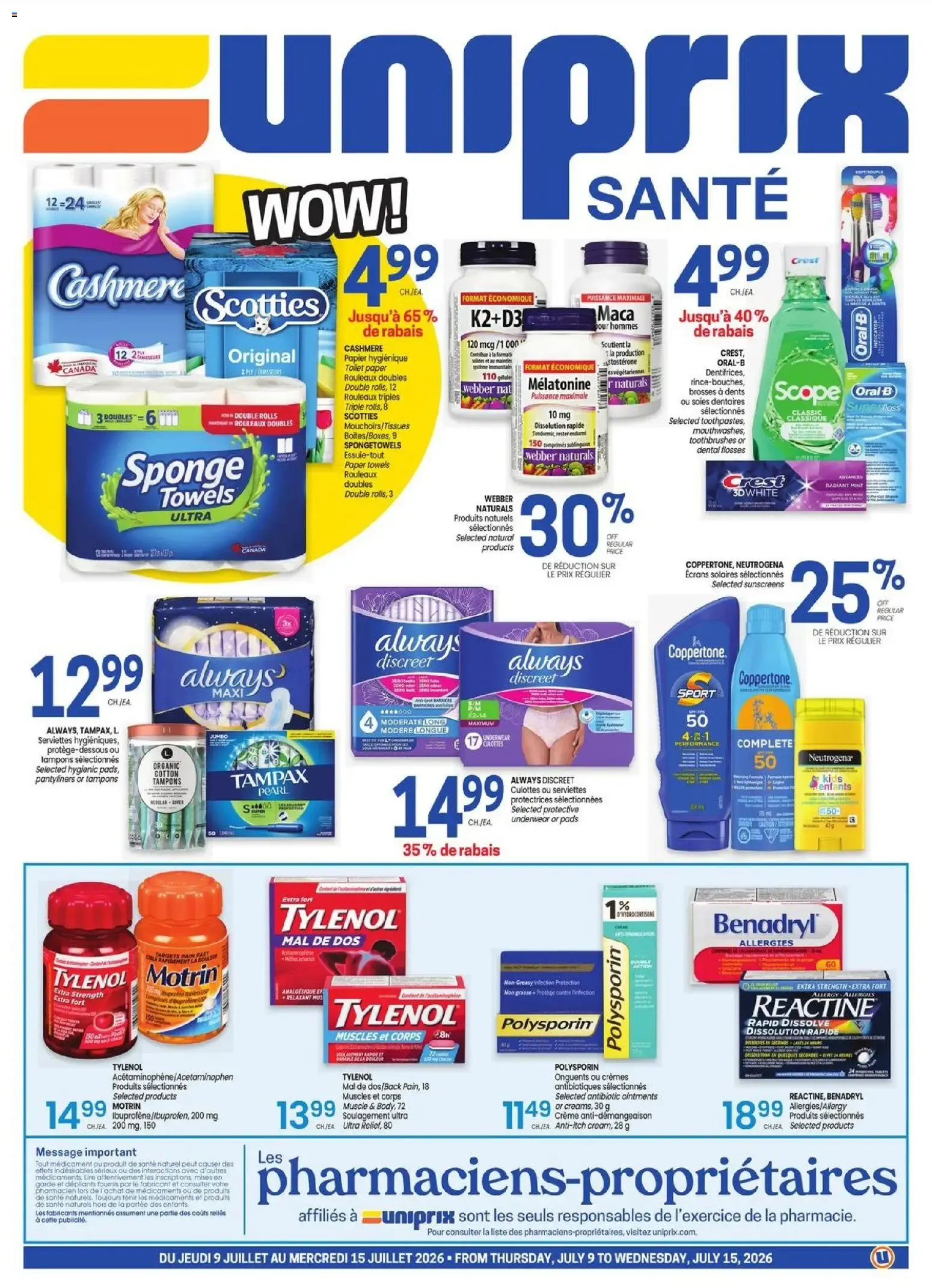 Uniprix Santé - Especiales Semanales from July 9 to July 15 2026 - flyer page 1