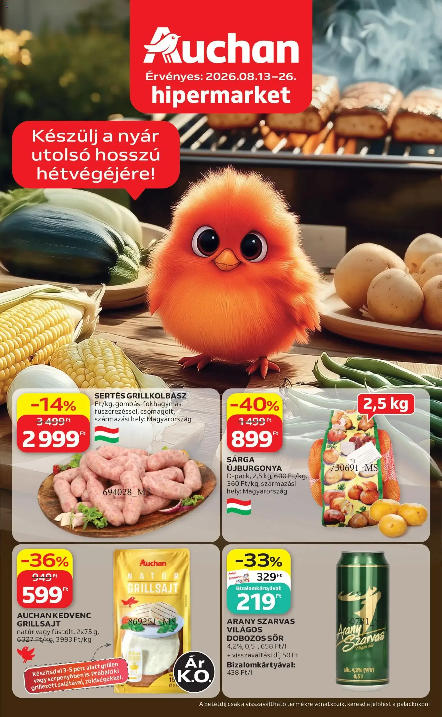 Katalógus Auchan Grill ajánlatok - 2026.08.13. -tól/töl > akció, lapozható szórólap 🛍️ augusztus 13.-tól augusztus 26.-ig 2026. - Oldal 1