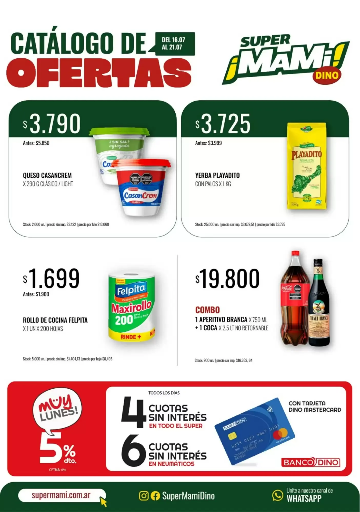 Ofertas de Catálogo de Ofertas Super Mami Dino 16 de julio al 21 de julio 2026 - Página 1 del catálogo