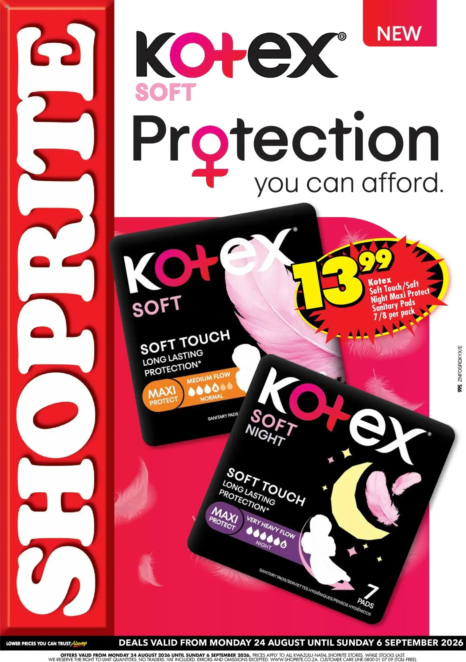 Shoprite - Kotex Personal Care Essentials (24/08/2026 - 06/09/2026) → Online Catalogue from 24 August to 6 September 2026 - Catalogue Page 1