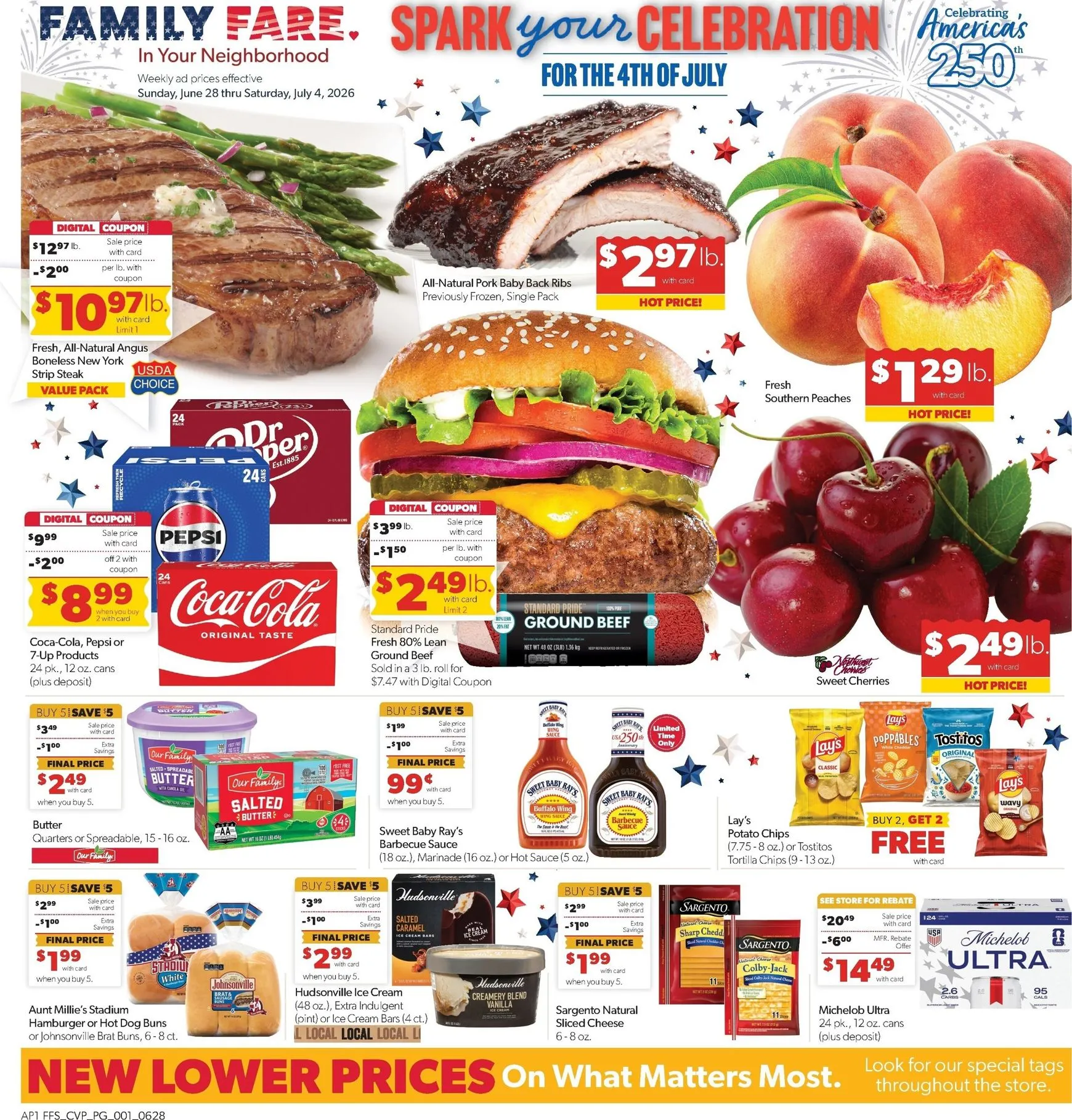 Weekly promotion Current Family Fare leaflet valid from Sunday 06/28/2026 to Saturday 07/04/2026 spanning from June 28 to July 4 2026 - Page 1 for Catalogue 365