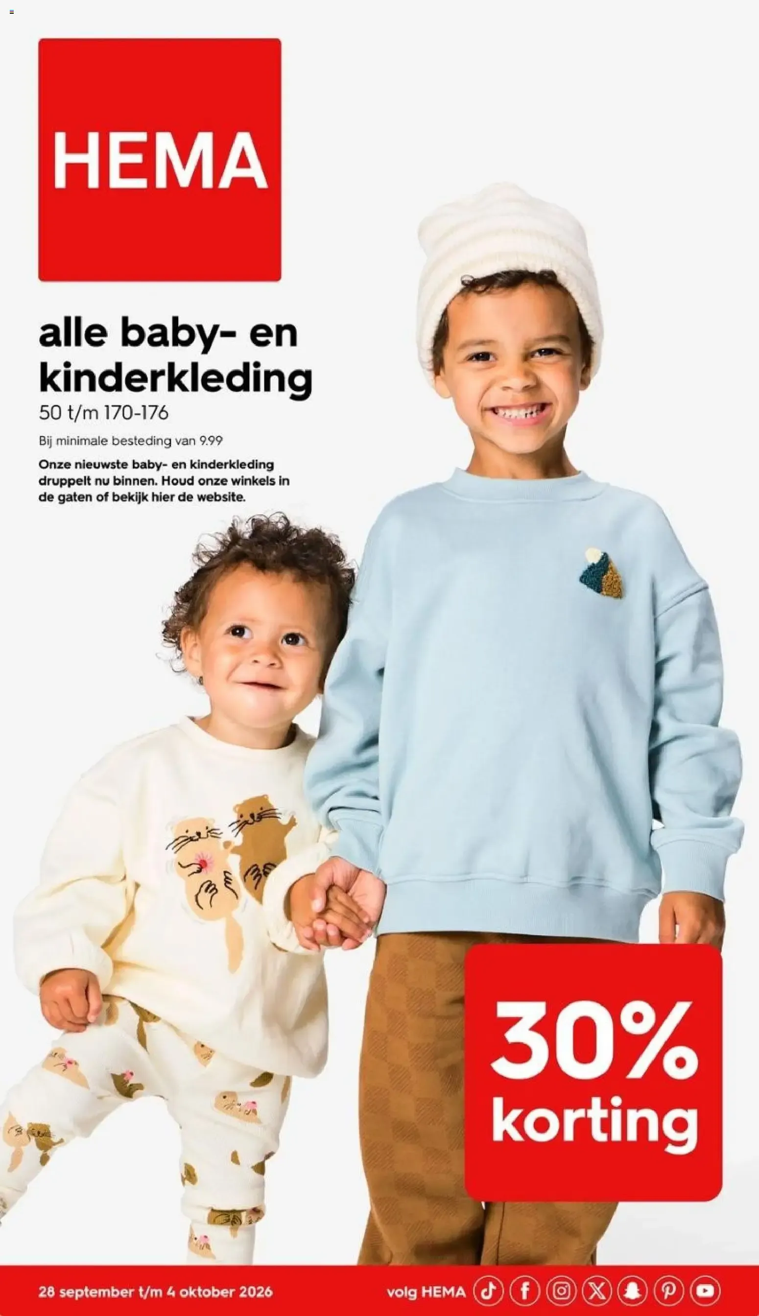 Hema: Toda la ropa para bebés y niños van 28 september tot 4 oktober 2026 - Folder pagina 1