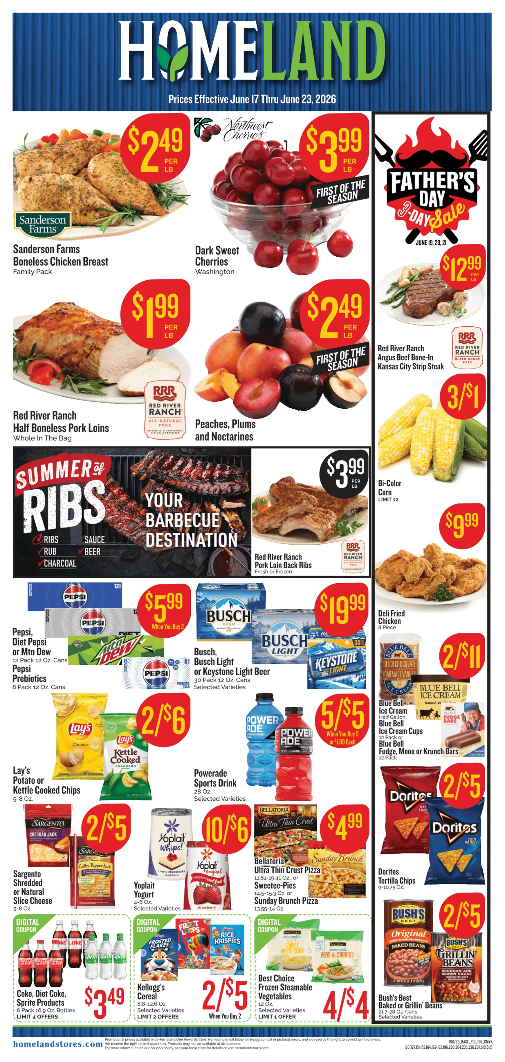 Weekly ad Current Homeland Stores leaflet valid from Wednesday 06/17/2026 to Tuesday 06/23/2026 from June 17 to June 23 2026 - Page 1