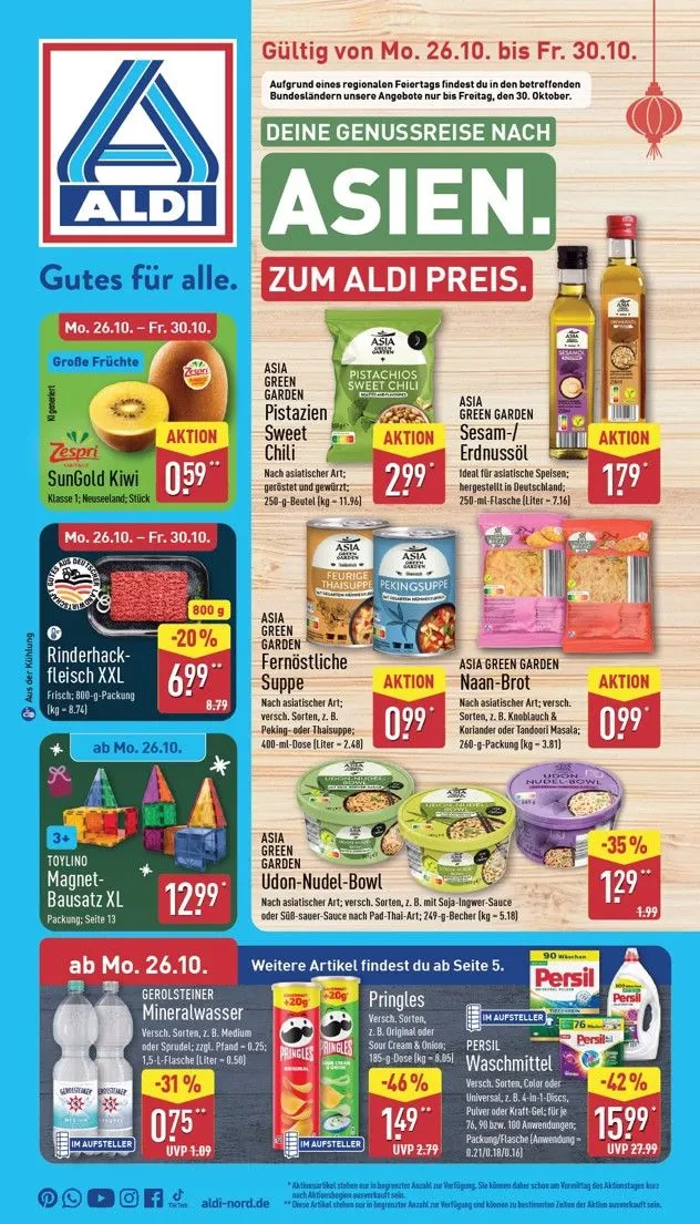 ALDI NORD Prospekt nächste Woche – von Montag 26.10.2026 bis Freitag 30.10.2026 von 26. Oktober bis 30. Oktober 2026 - Prospekt seite 1