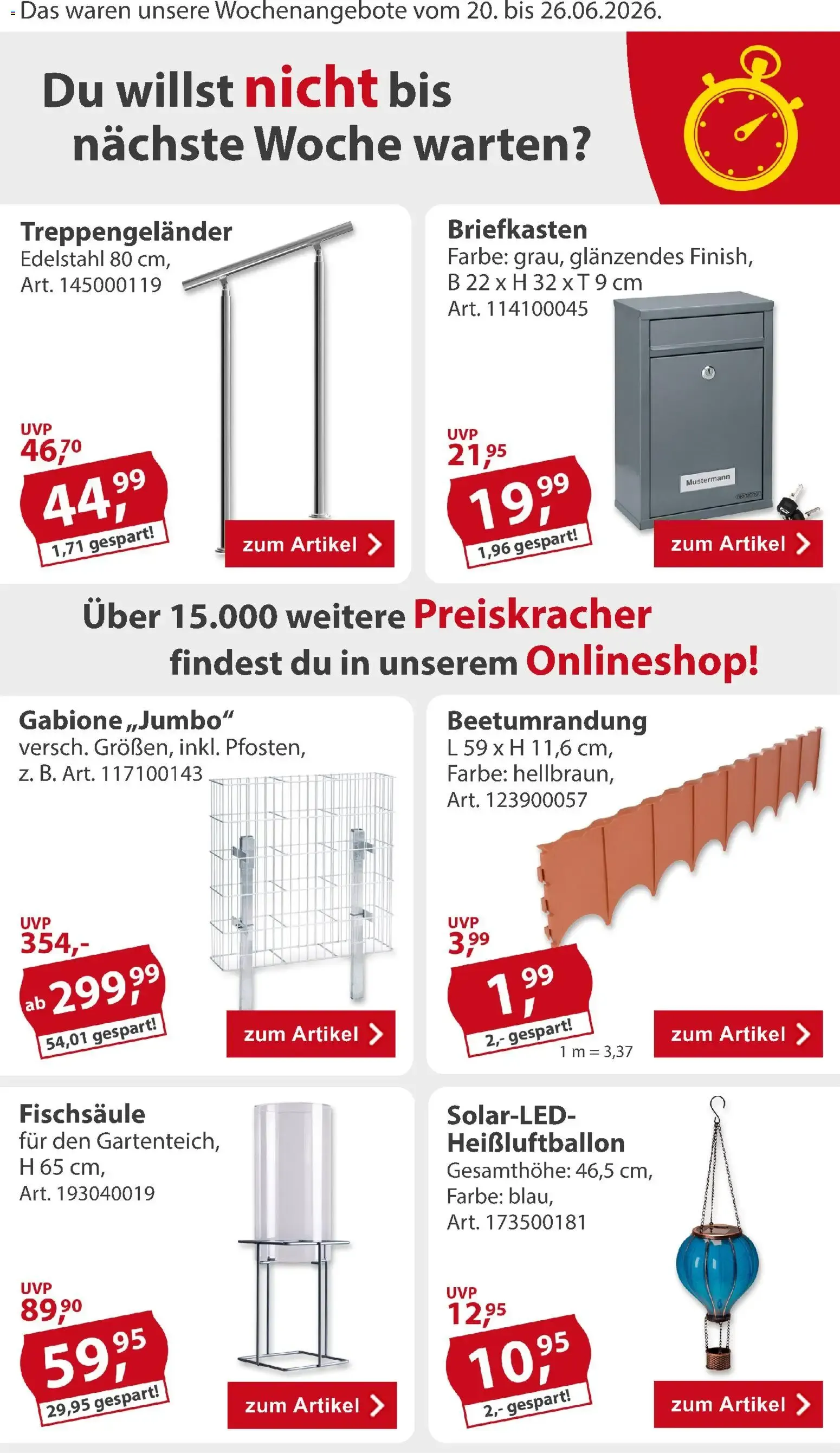 Sonderpreis Baumarkt Prospekt (ab 20.06.2026) zum Blättern von 20. Juni bis 26. Juni 2026 - Prospekt seite 2