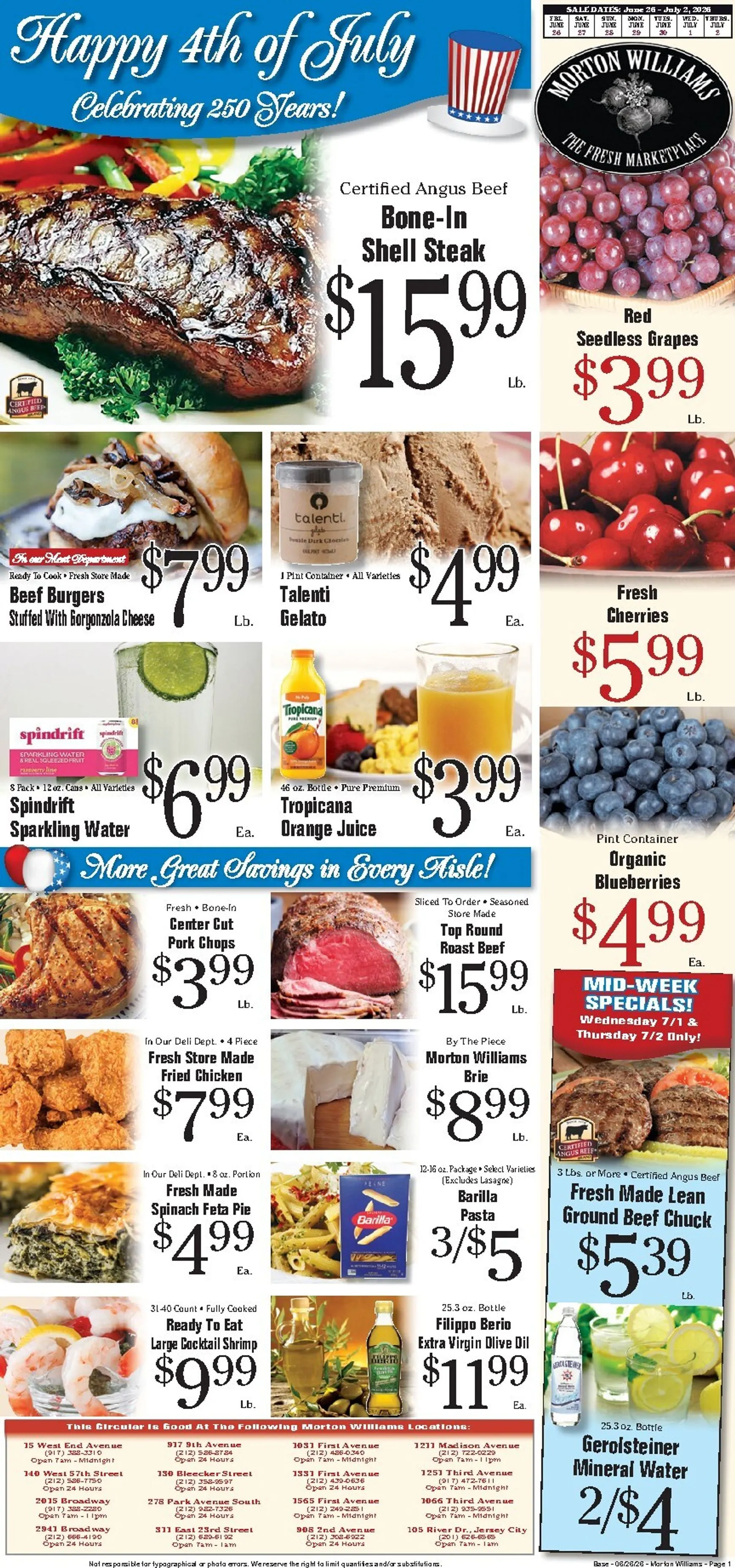 Weekly ad Current Morton Williams - Manhattan / Jersey City leaflet valid from Friday 06/26/2026 to Thursday 07/02/2026 from June 26 to July 2 2026 - Page 1