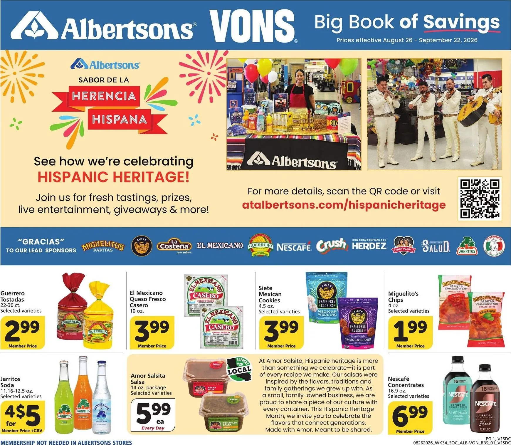 Current Vons - Big Book of Savings leaflet valid from Wednesday 08/26/2026 to Tuesday 09/22/2026