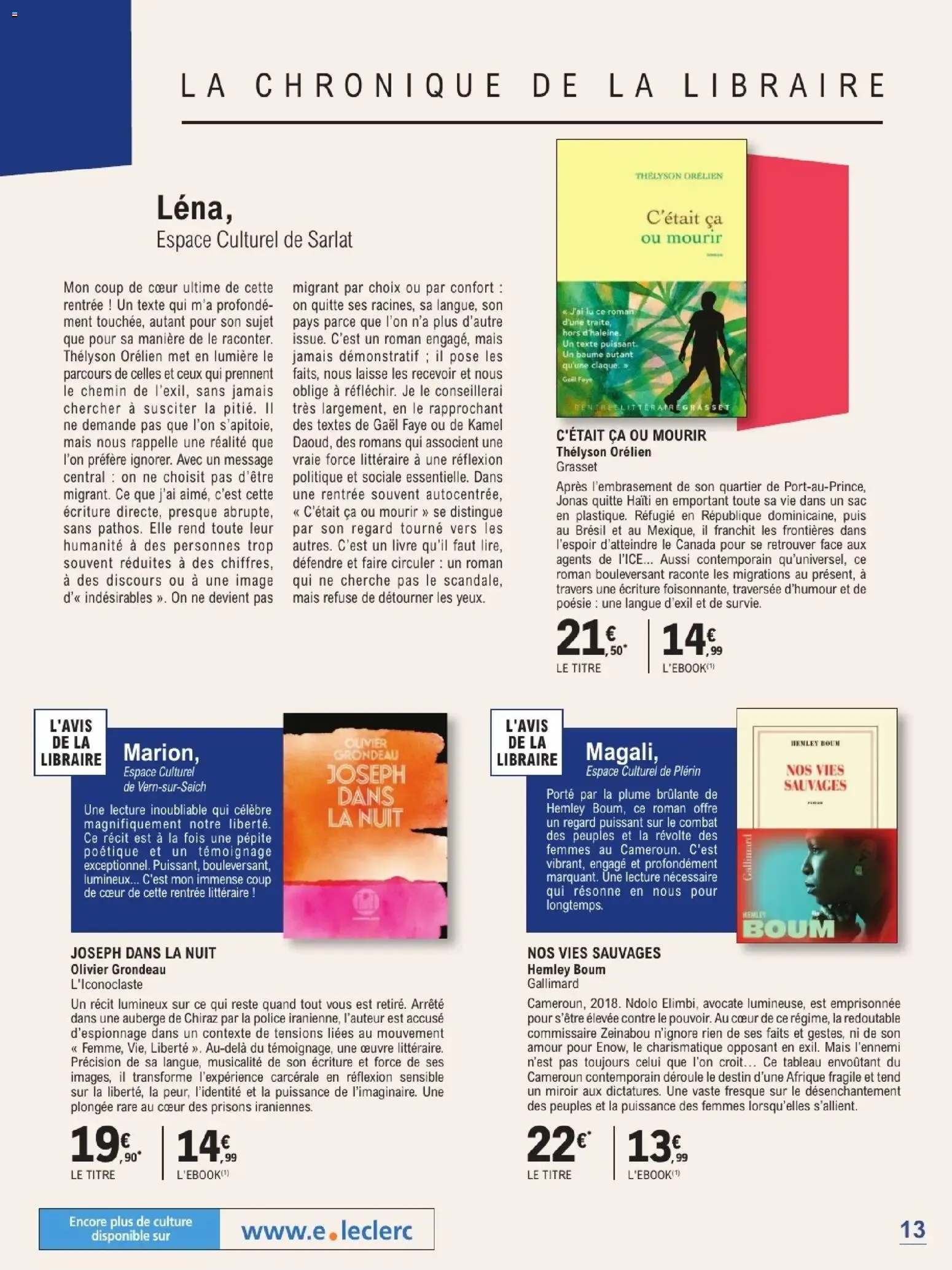 Espace Culturel E.Leclerc - Rentrée Littéraire 2026 du 1 septembre au 24 octobre 2026 - Catalogue page 13