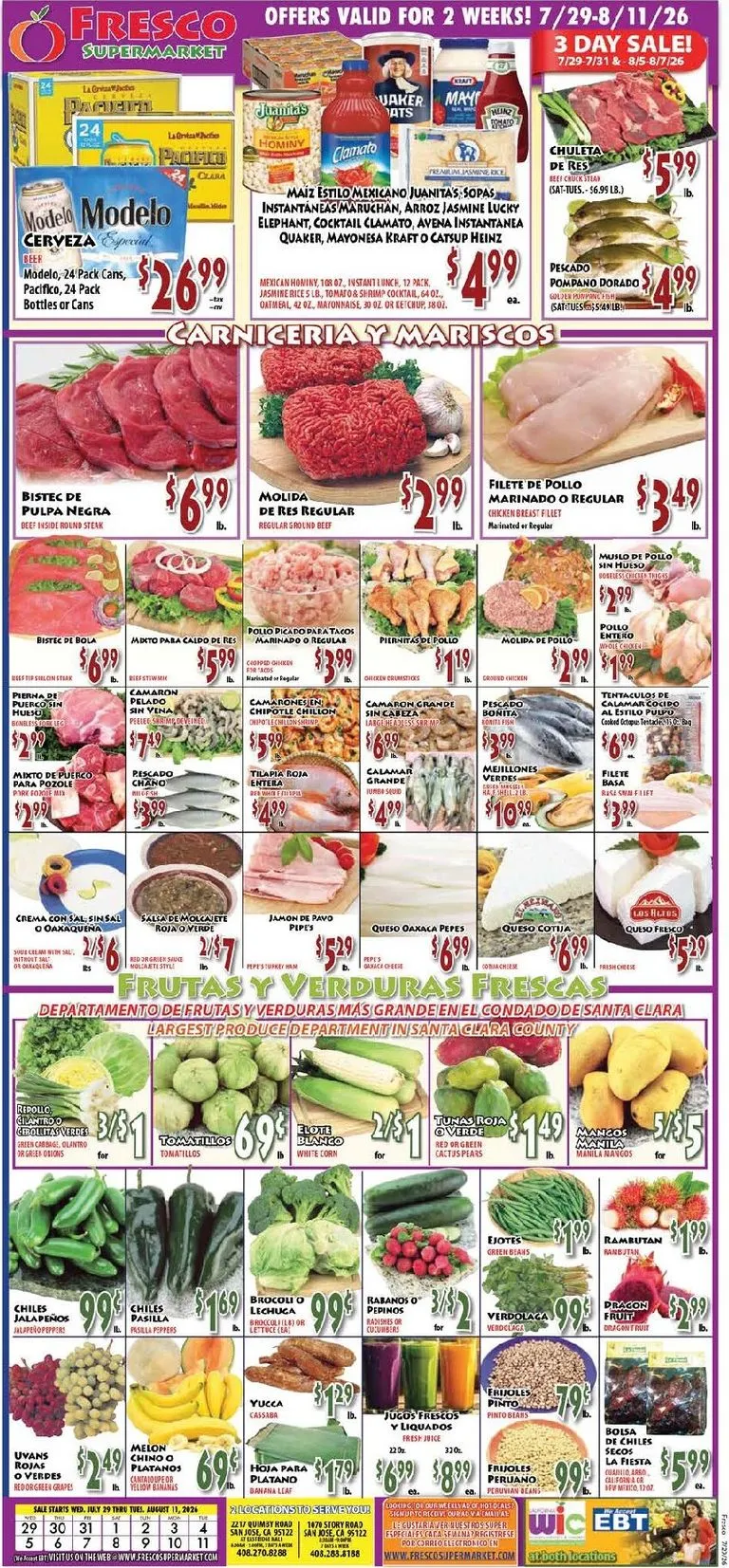 Current Fresco Supermarket leaflet valid from Wednesday 07/29/2026 to Wednesday 08/26/2026