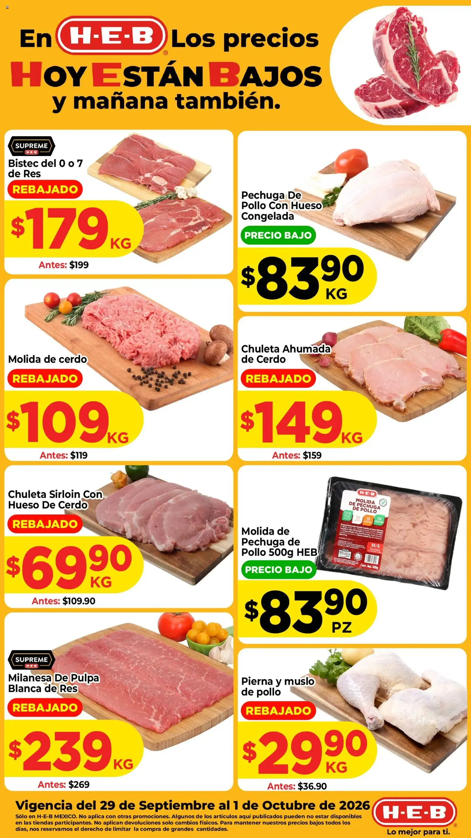 Catálogo de En H-E-B Los precios HOY ESTÁN BAJOS y mañana también. 29 de septiembre al 1 de octubre 2026 - Pagina 1