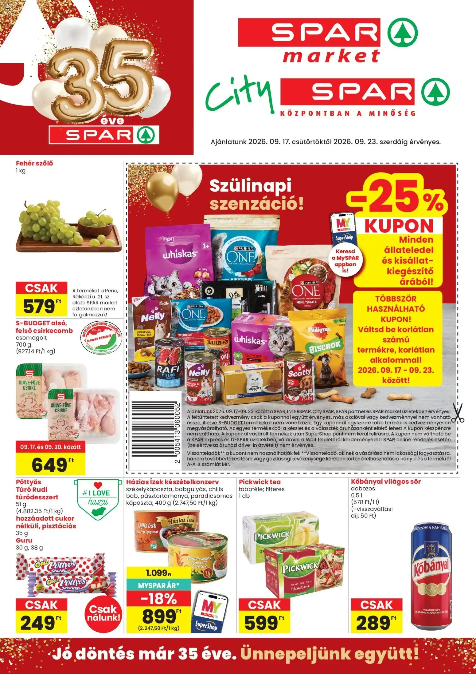 Katalógus Spar City szórólap - 2026.09.17.-tól szeptember 17.-tól szeptember 23.-ig 2026. - Oldal 1