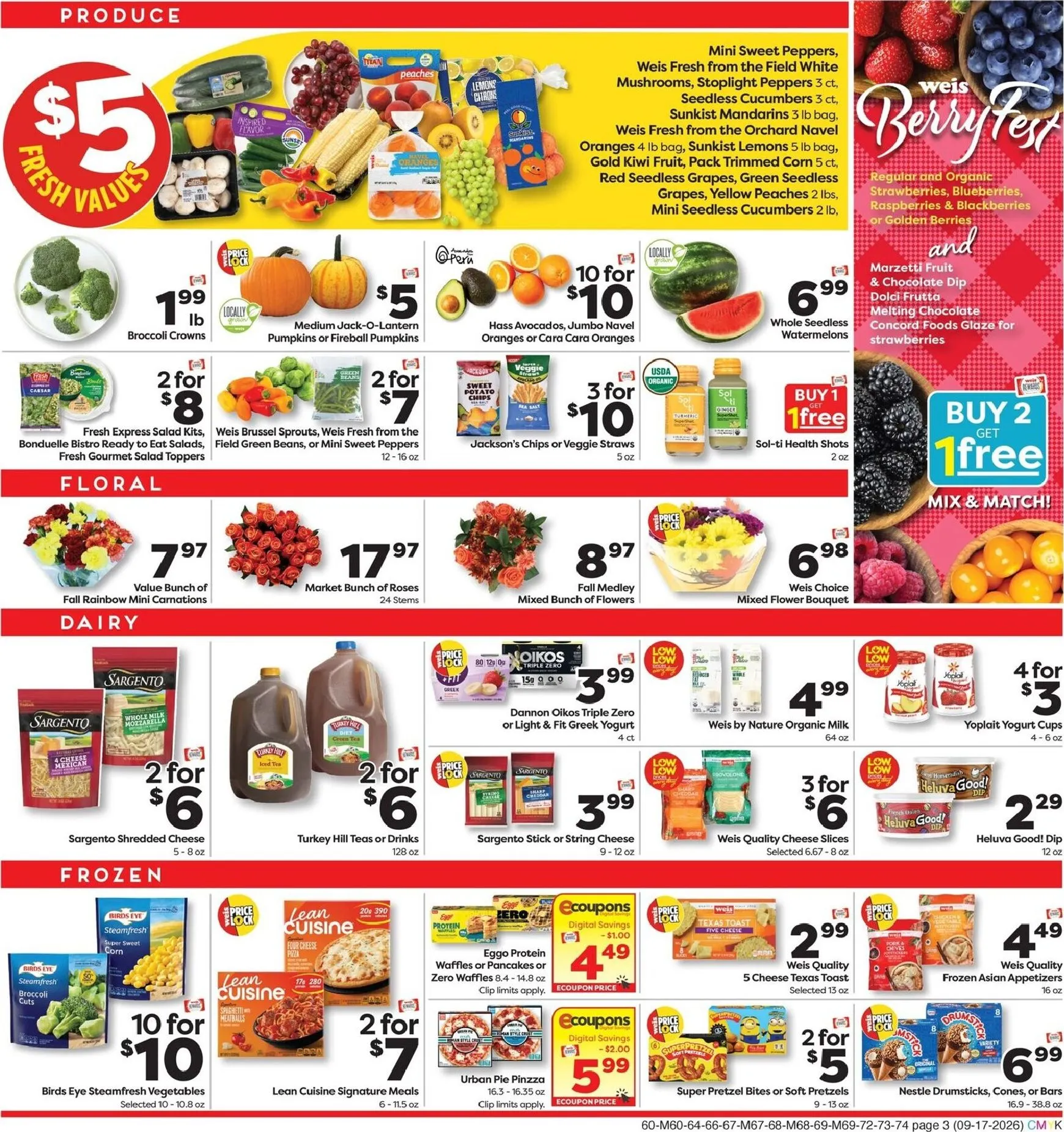 Weekly ad Current Weis Markets leaflet valid from Thursday 09/17/2026 to Wednesday 09/23/2026 from September 17 to September 23 2026 - Page 3