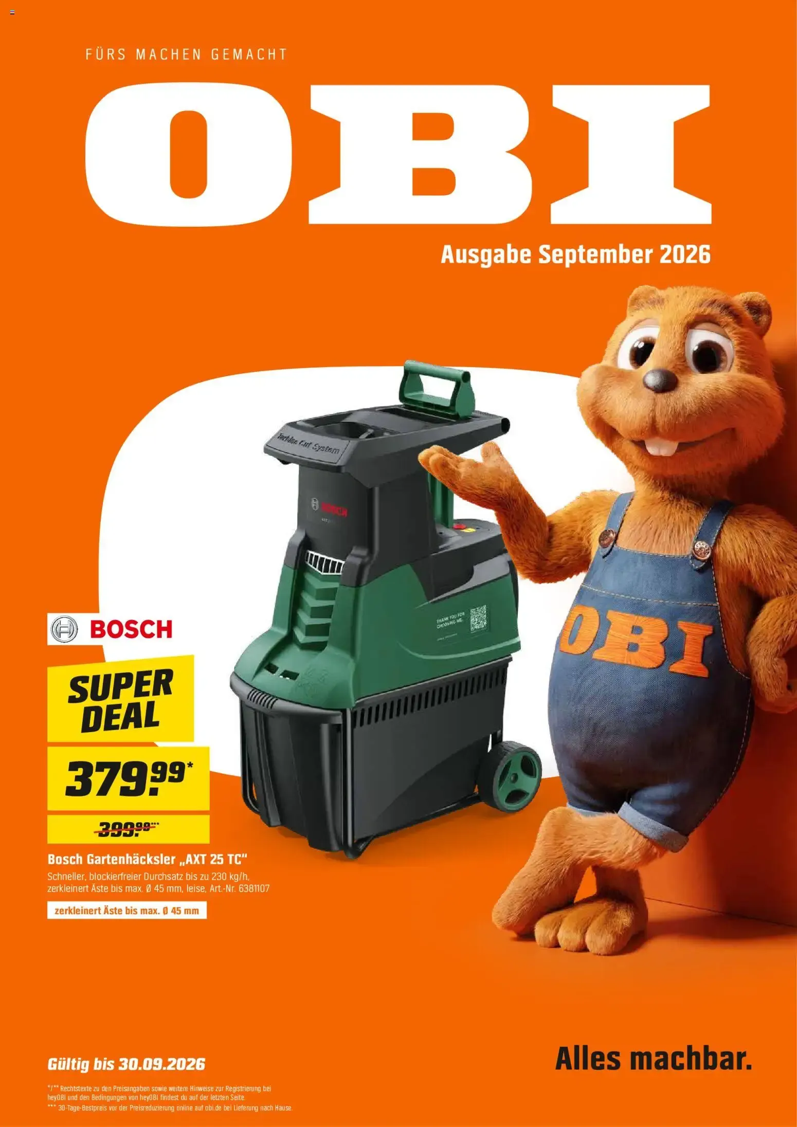 OBI Ausgabe September 2026 von 1. September bis 30. September 2026 - Prospekt seite 1