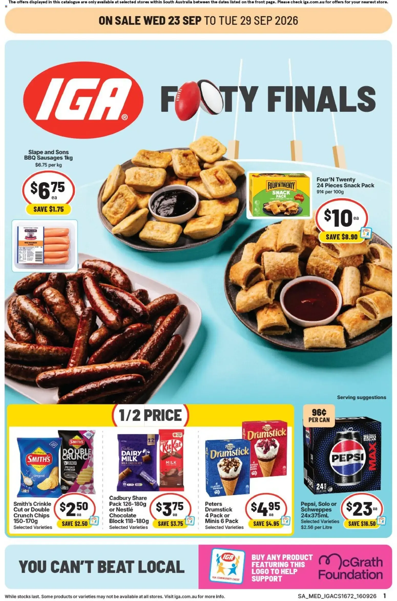 IGA FOOTY FINALS - Catalogue valid from 23 September to 29 September 2026 - page 1