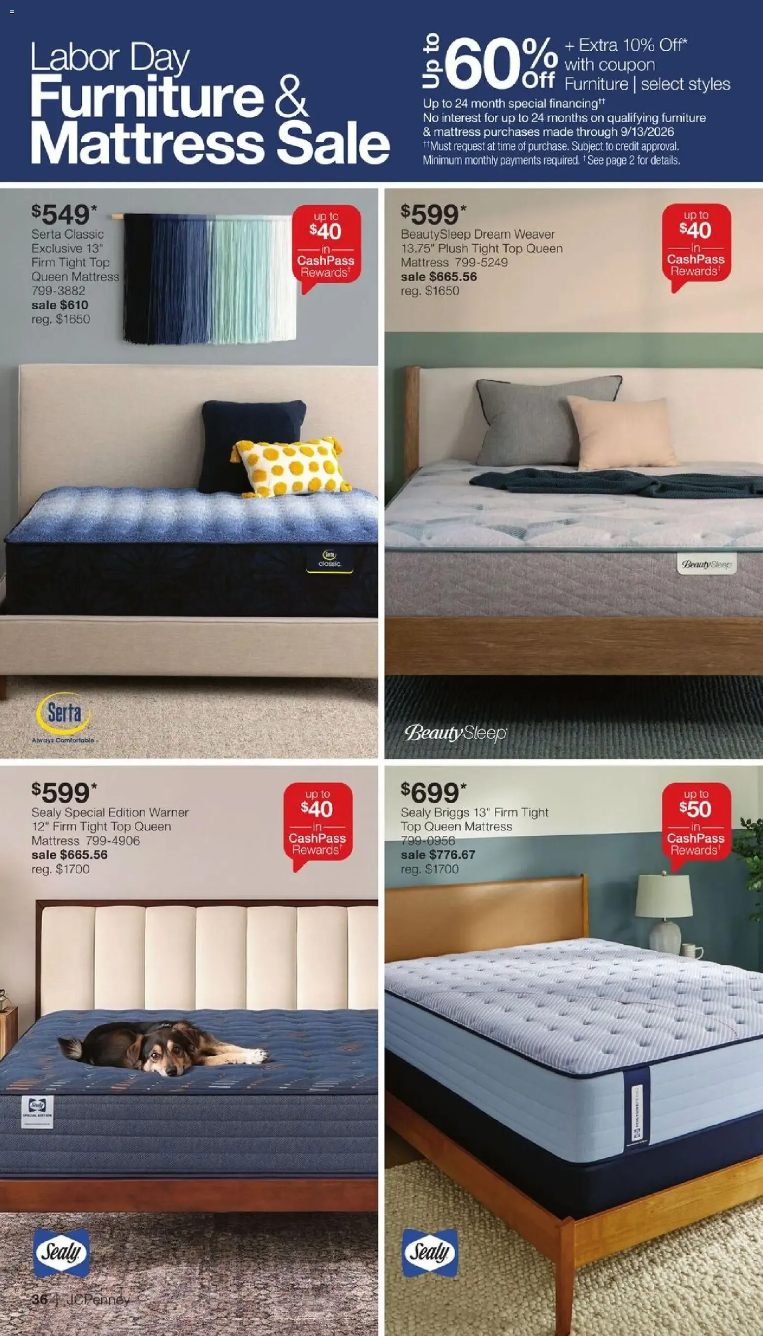 Weekly promotion JCPenney Labor Day Home Sale spanning from August 17 to September 13 2026 - Page 35 for Catalogue 365