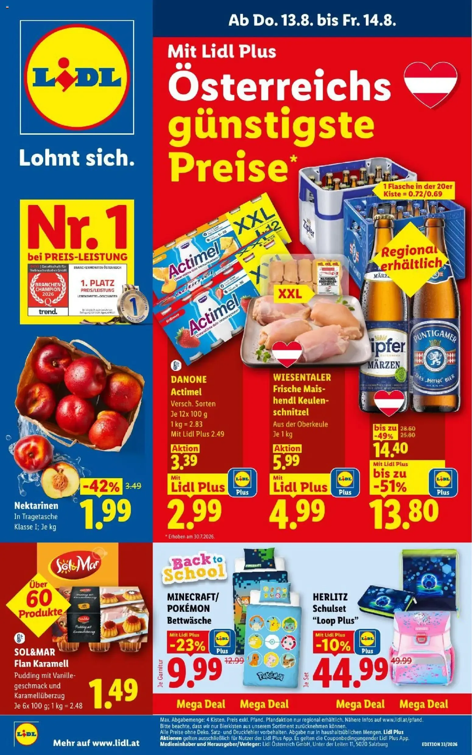 Lidl - Flugblatt ab 13.08.2026 - Angebote ab donnerstag von 13. August bis 14. August 2026 - Flugblätt seite  1