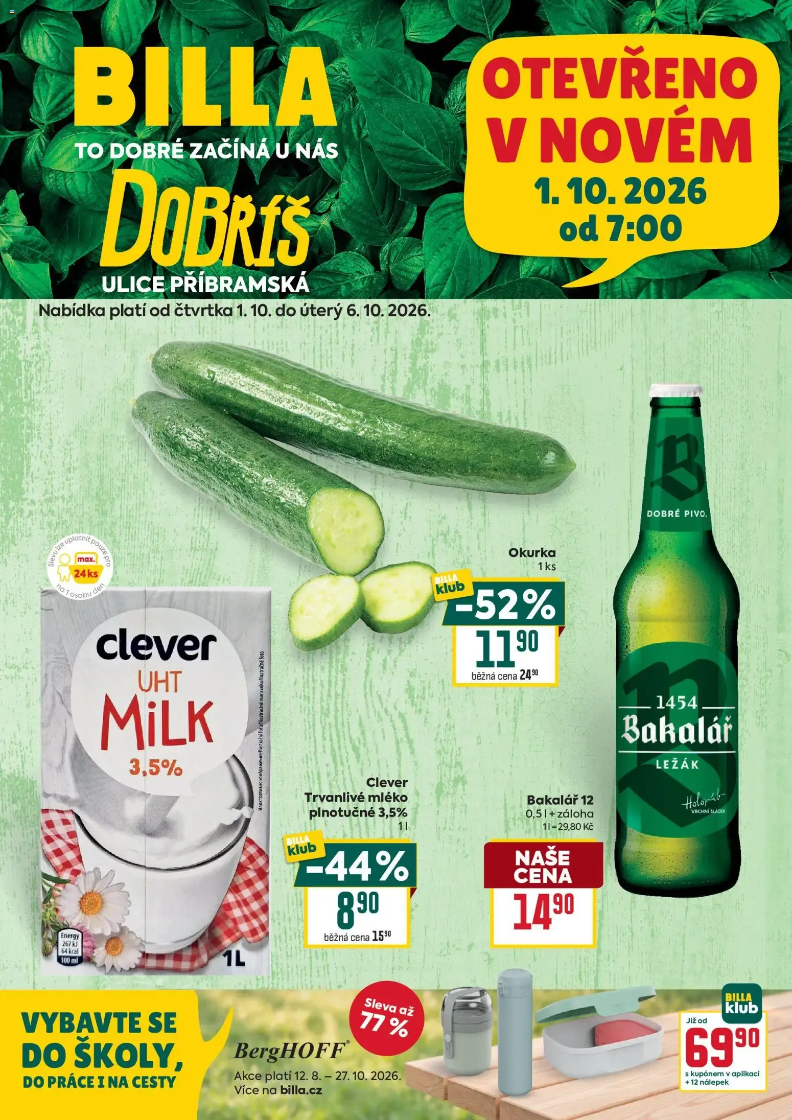 Billa Dobříš: Otevření nueva tienda y ofertas - 1. října 6. října 2026 - Page 1