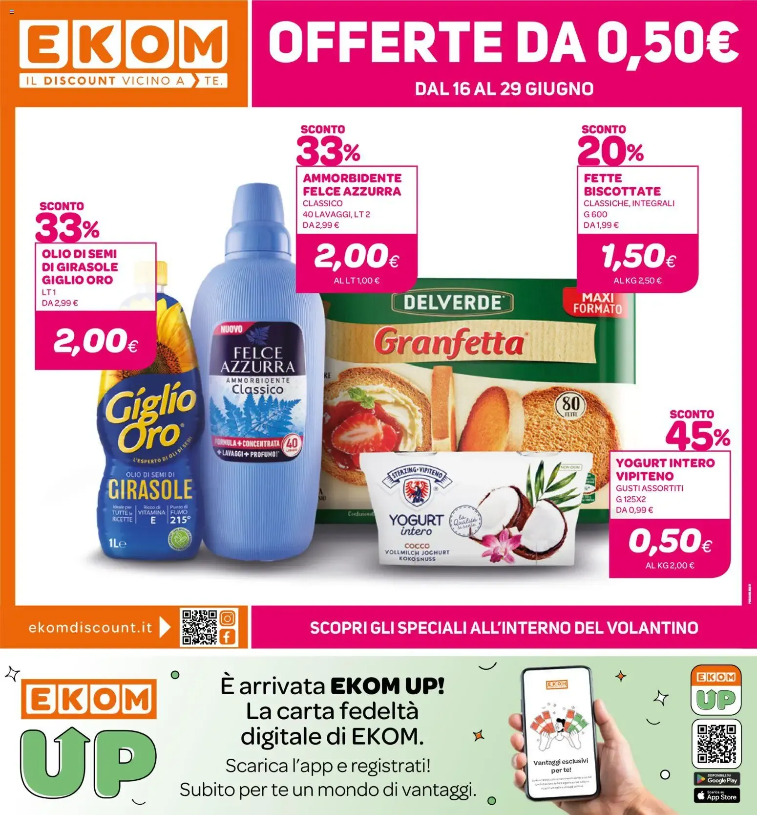 Ekom: Offerte da 0,50€ da 16 giugno a 29 giugno di 2026 - Pagina del volantino 1