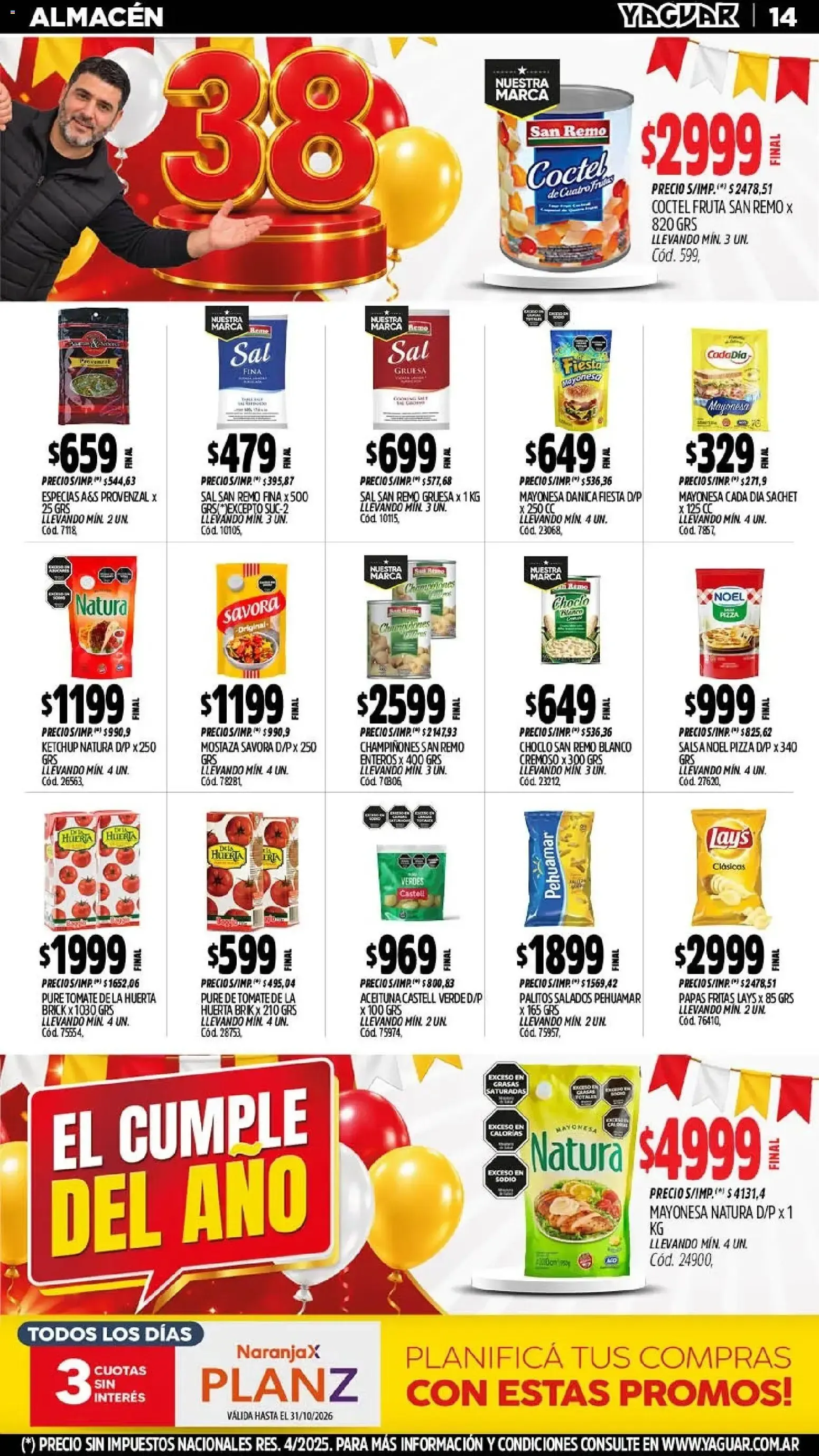 Ofertas de Mayorista Yaguar - El Cumple del Año 38 26 de octubre al 1 de noviembre 2026 - Página 15 del catálogo