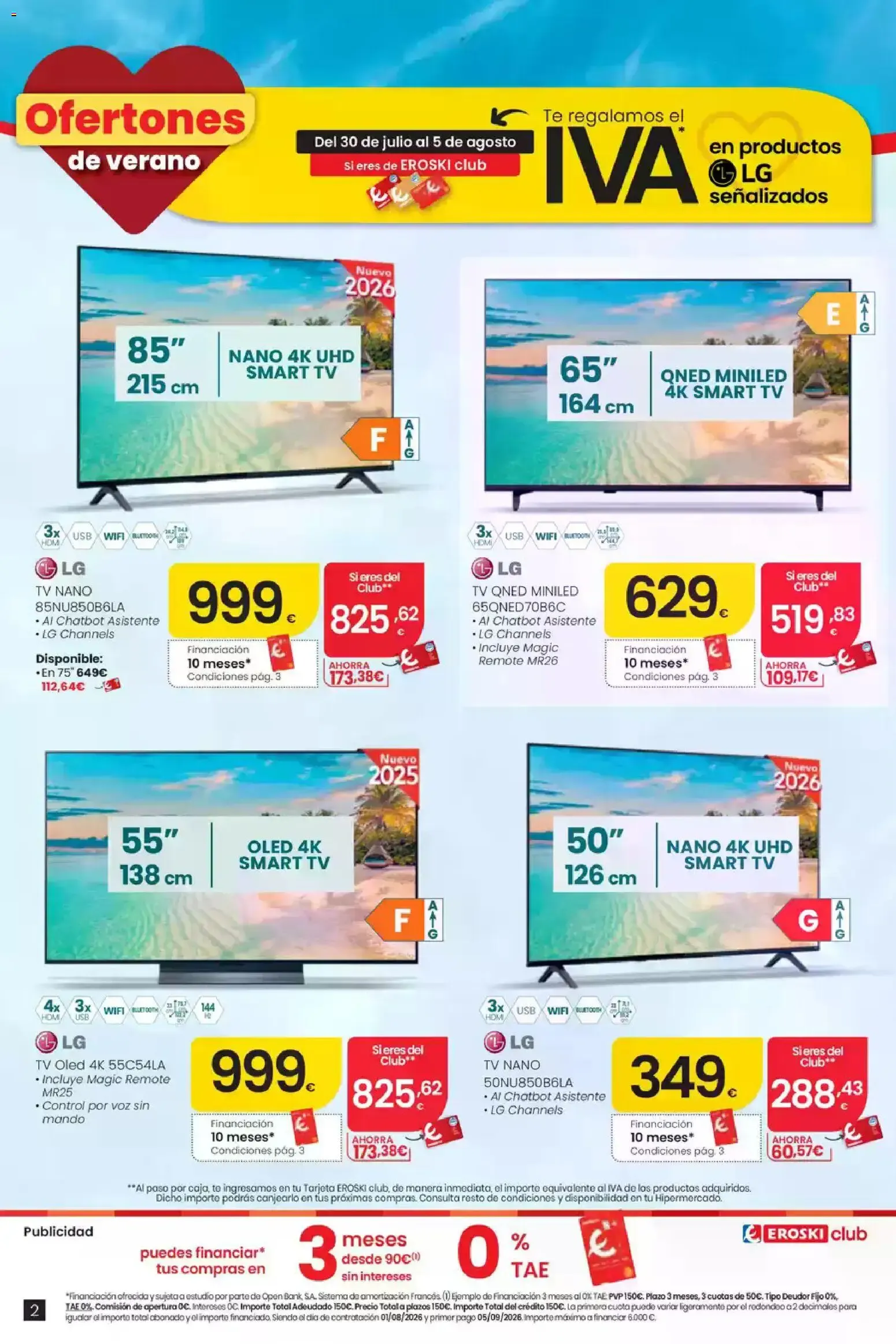 Catálogo de Eroski Ofertones de verano: Te regalamos el IVA en televisores y electrodomésticos 30 de julio al 5 de agosto 2026 - Página 2