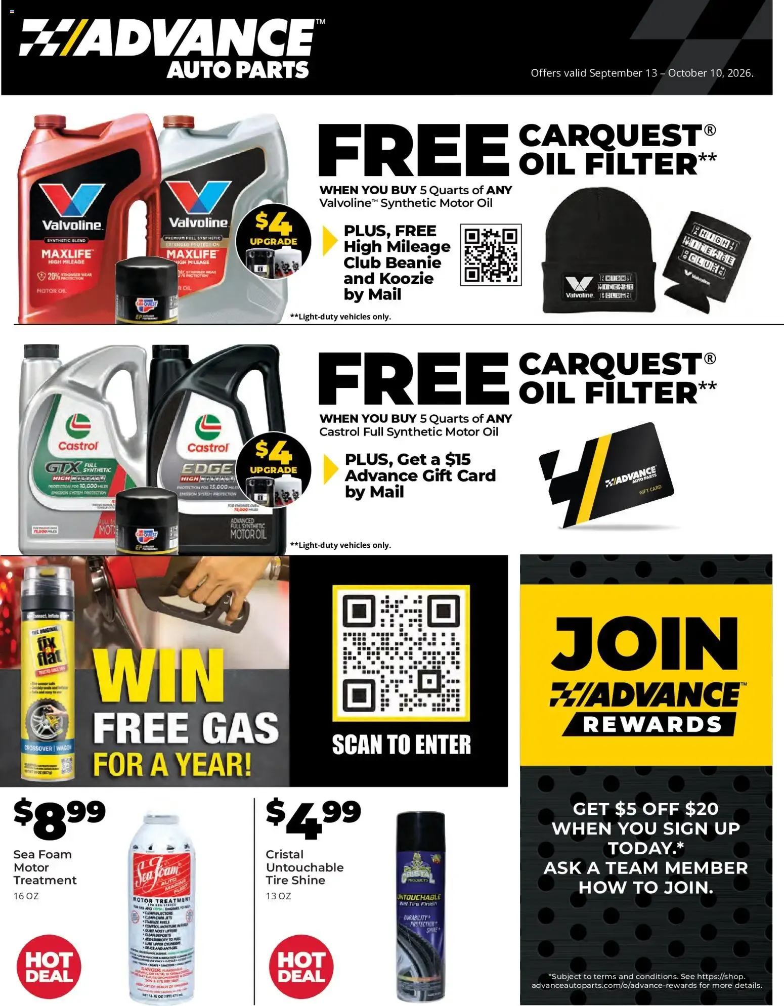 Weekly ad Advance Auto Parts Weekly Ad from 09/13/2026 - Flyer from September 13 to October 10 2026 - Page 1