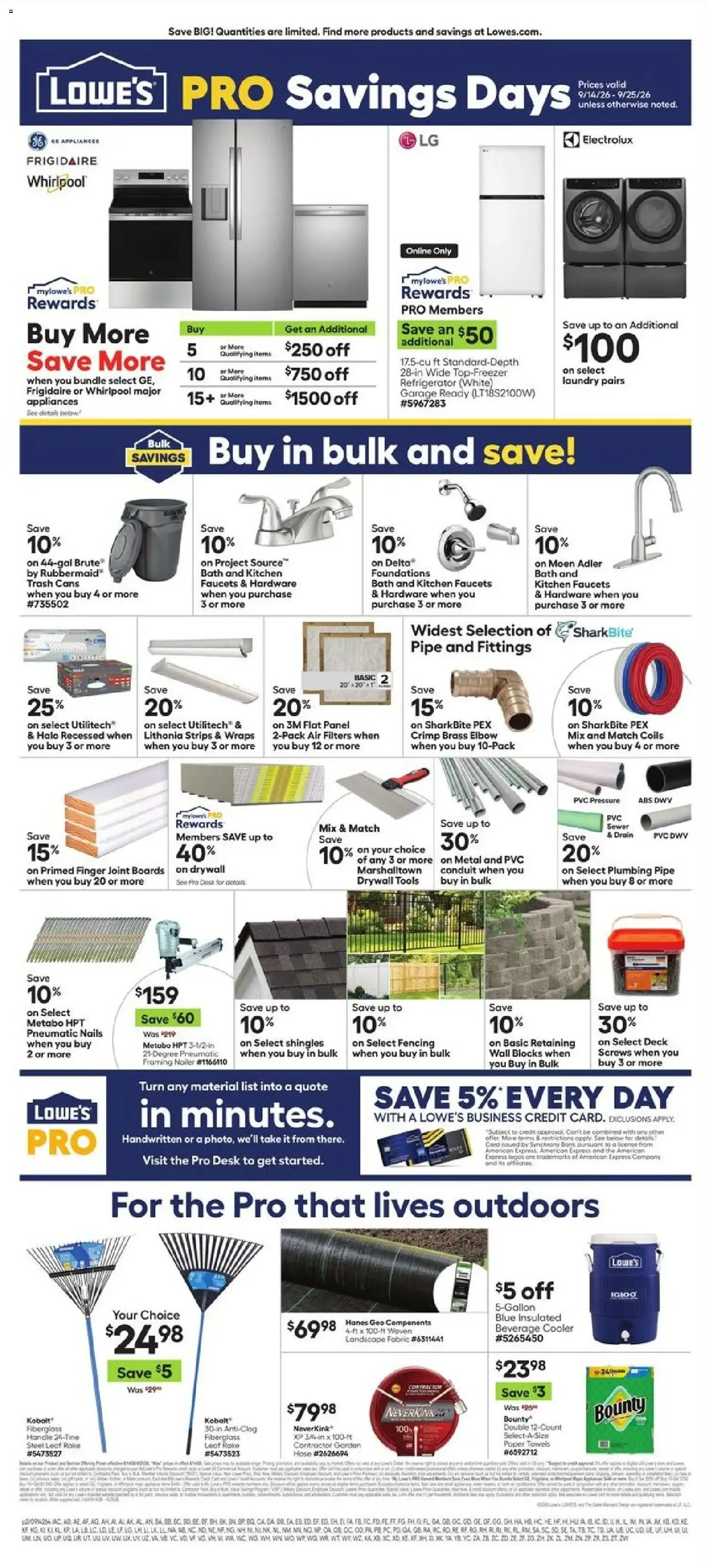 Weekly promotion Lowe's Ad (09/14 - 09/25 2026) - Flyer spanning from September 14 to September 25 2026 - Page 2 for Catalogue 365