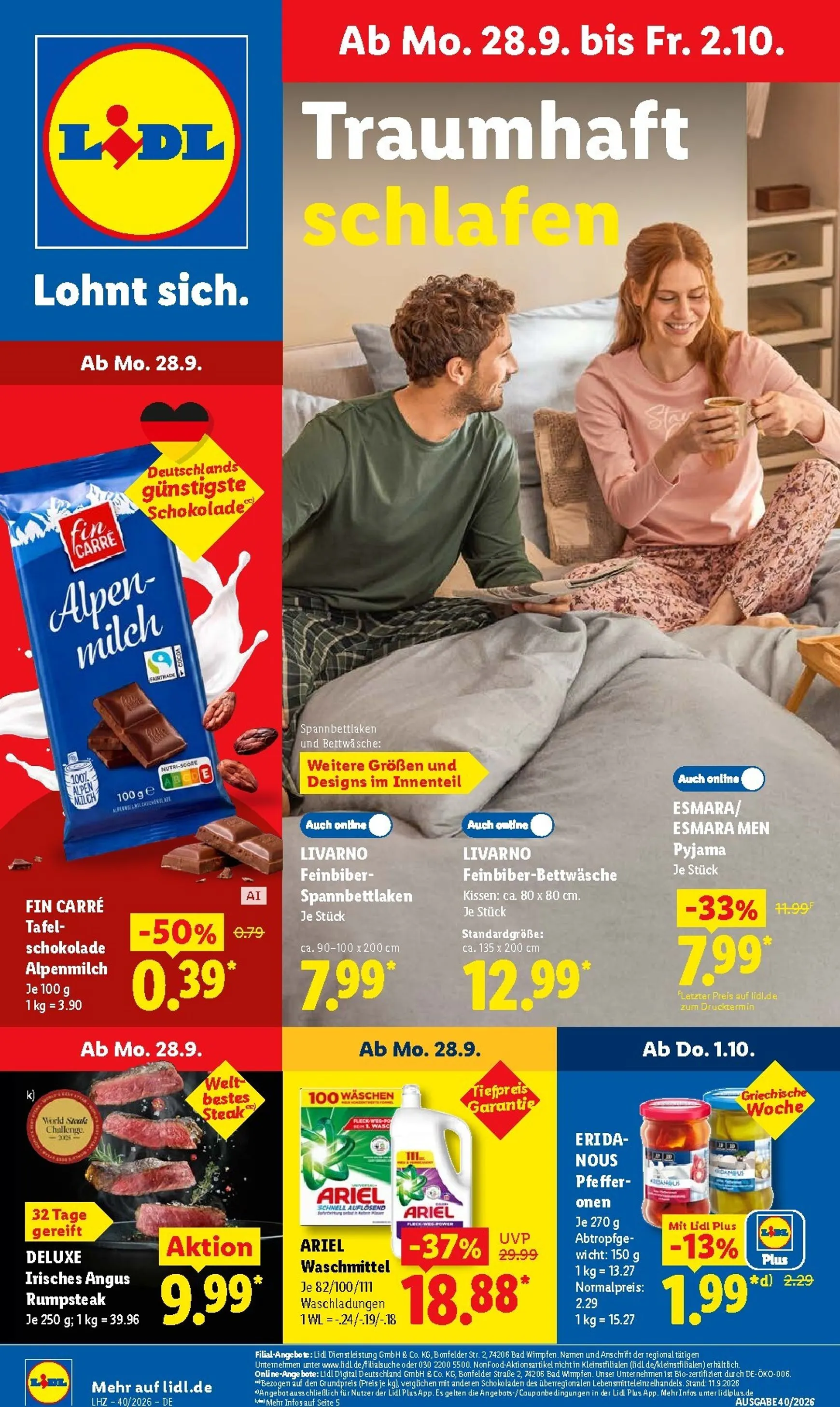 Lidl Prospekt nächste Woche – von Montag 28.09.2026 bis Freitag 02.10.2026 von 28. September bis 2. Oktober 2026 - Prospekt seite 1