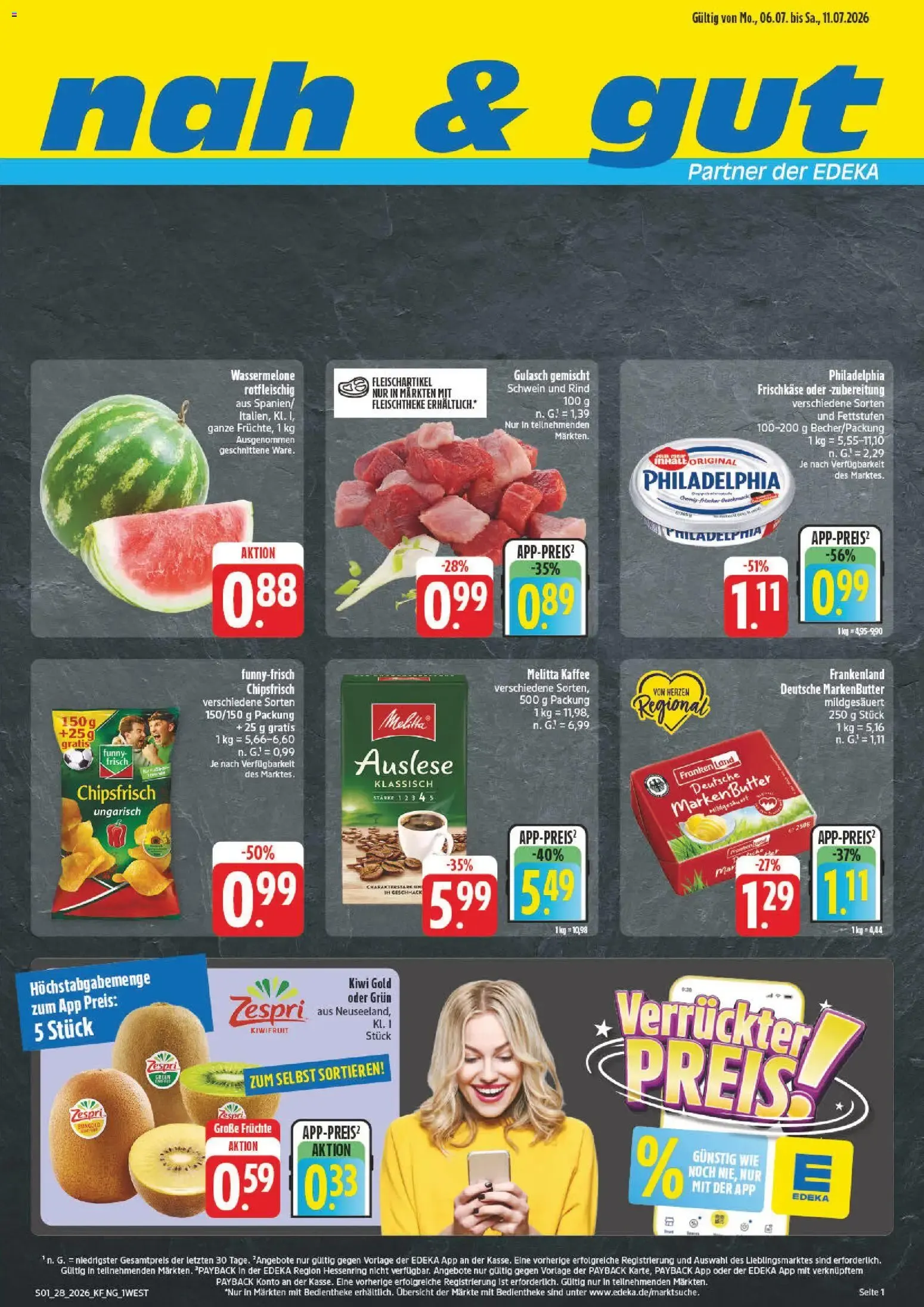 nah & gut Prospekt (ab 06.07.2026) zum Blättern von 6. Juli bis 11. Juli 2026 - Prospekt seite 1